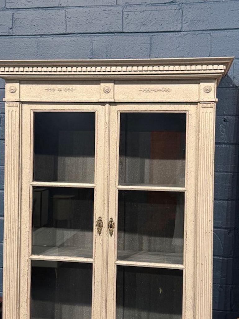 Wood 19th Century Swedish Carved and Painted Gustavian Style Cabinet For Sale