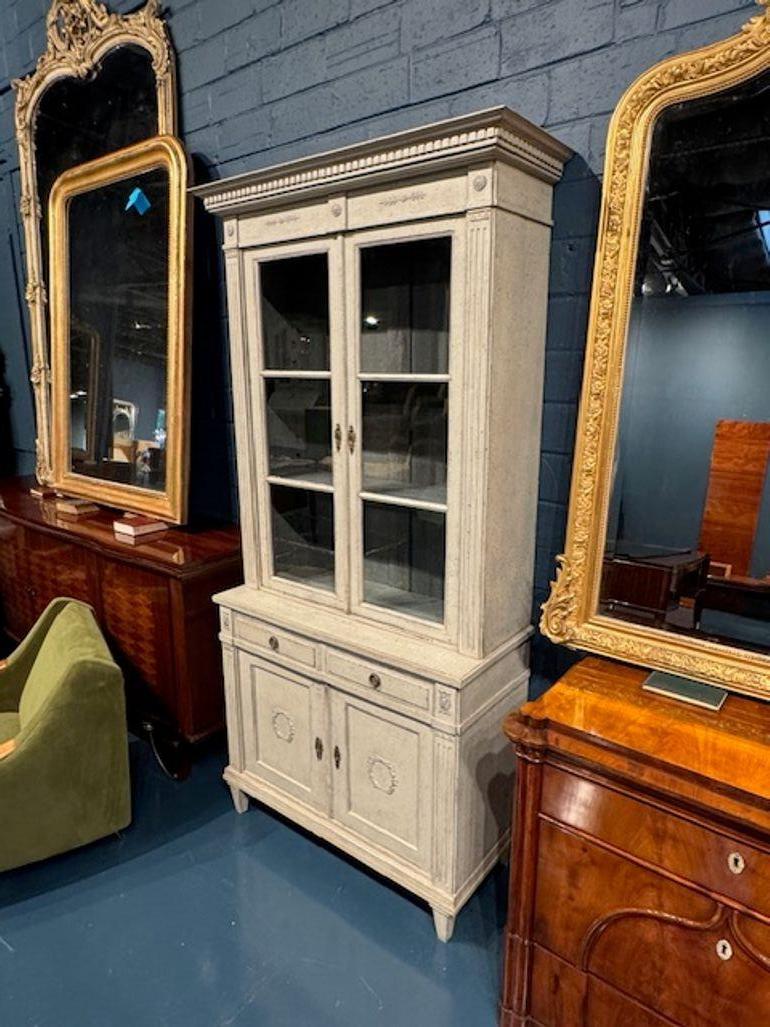 19th Century Swedish Carved and Painted Gustavian Style Cabinet For Sale 2