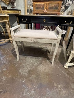 19th Century Swedish Carved and Painted Neo-Classical Music Bench