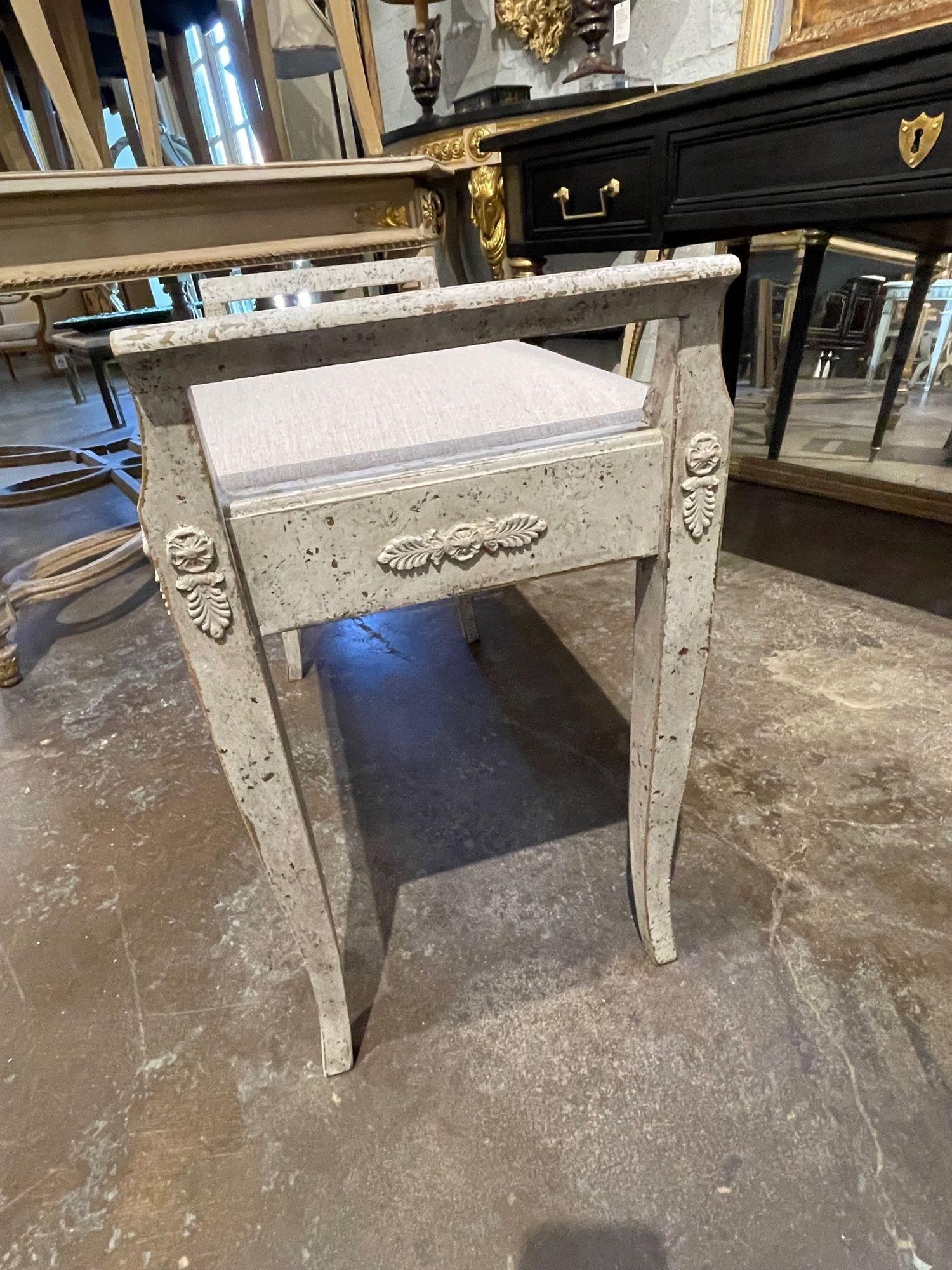 19th Century Swedish Carved and Painted Neo-Classical Music Bench For Sale 2