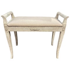 19th Century Swedish Carved and Painted Neo-Classical Music Bench