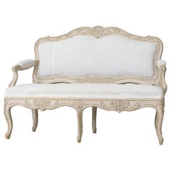 19th Century Swedish Carved and Painted Settee in the Rococo Style