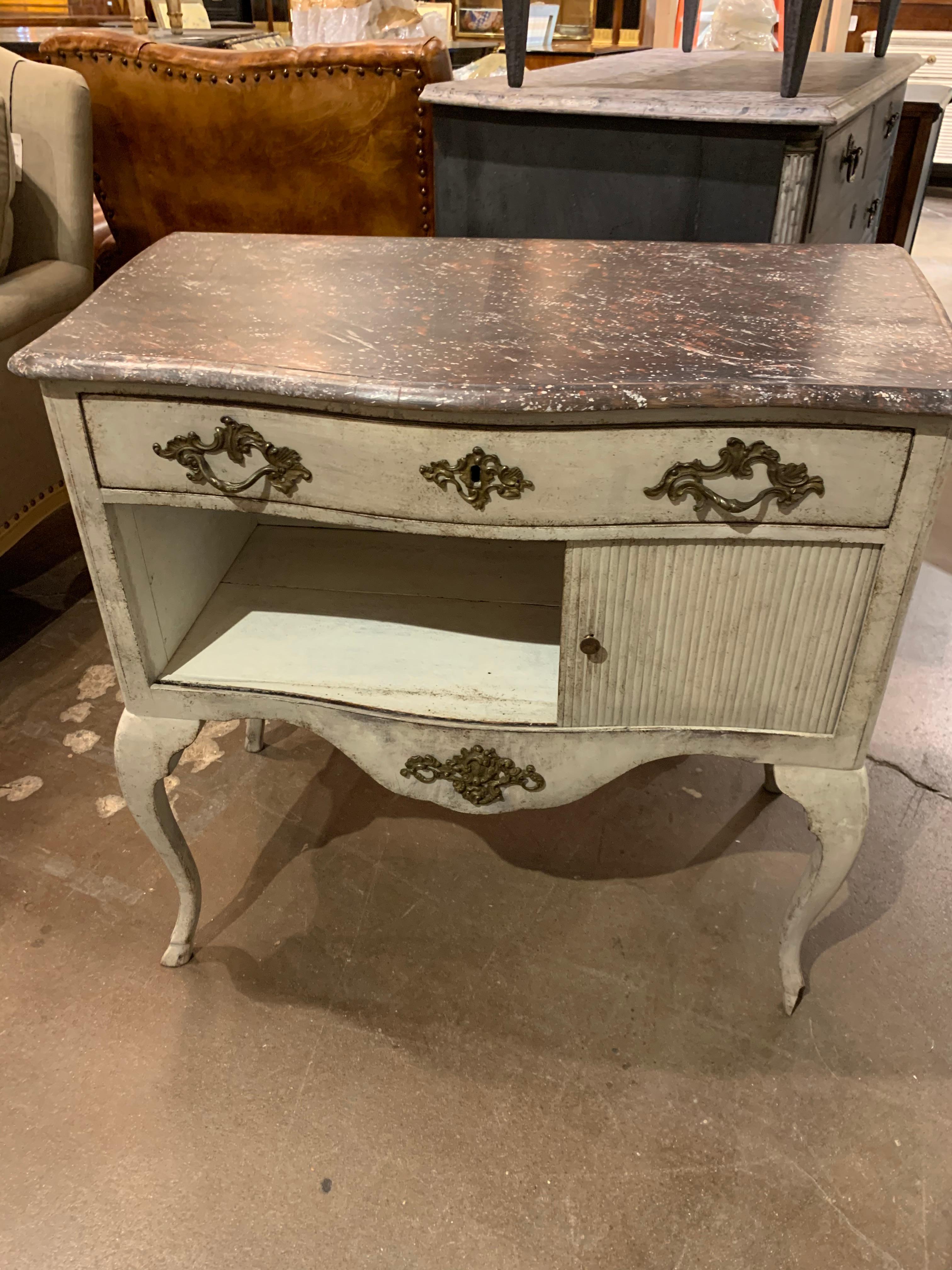 19th Century Swedish Carved and Painted Side Table In Good Condition In Dallas, TX