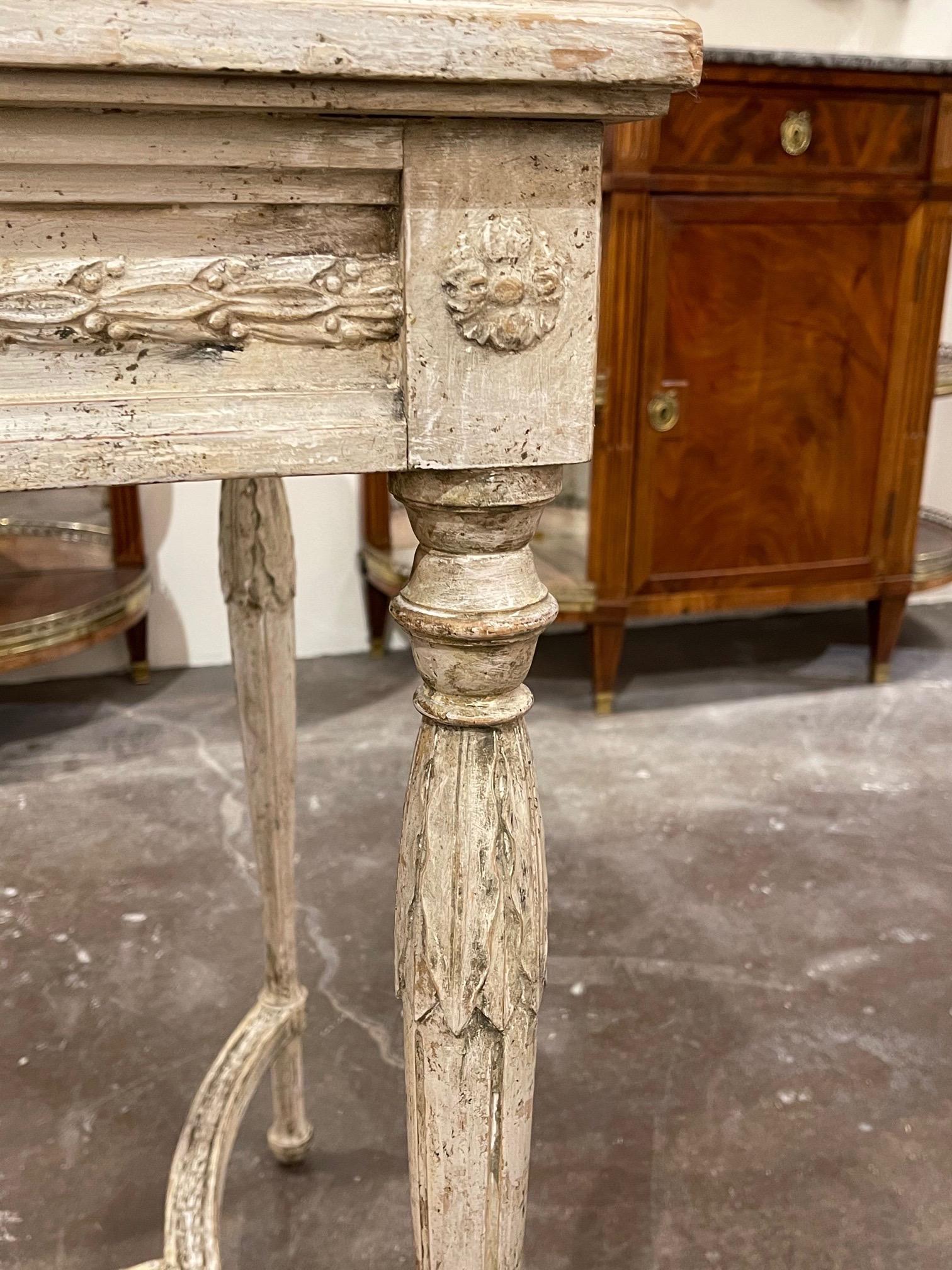 19th Century Swedish Carved and Painted Side Table 1