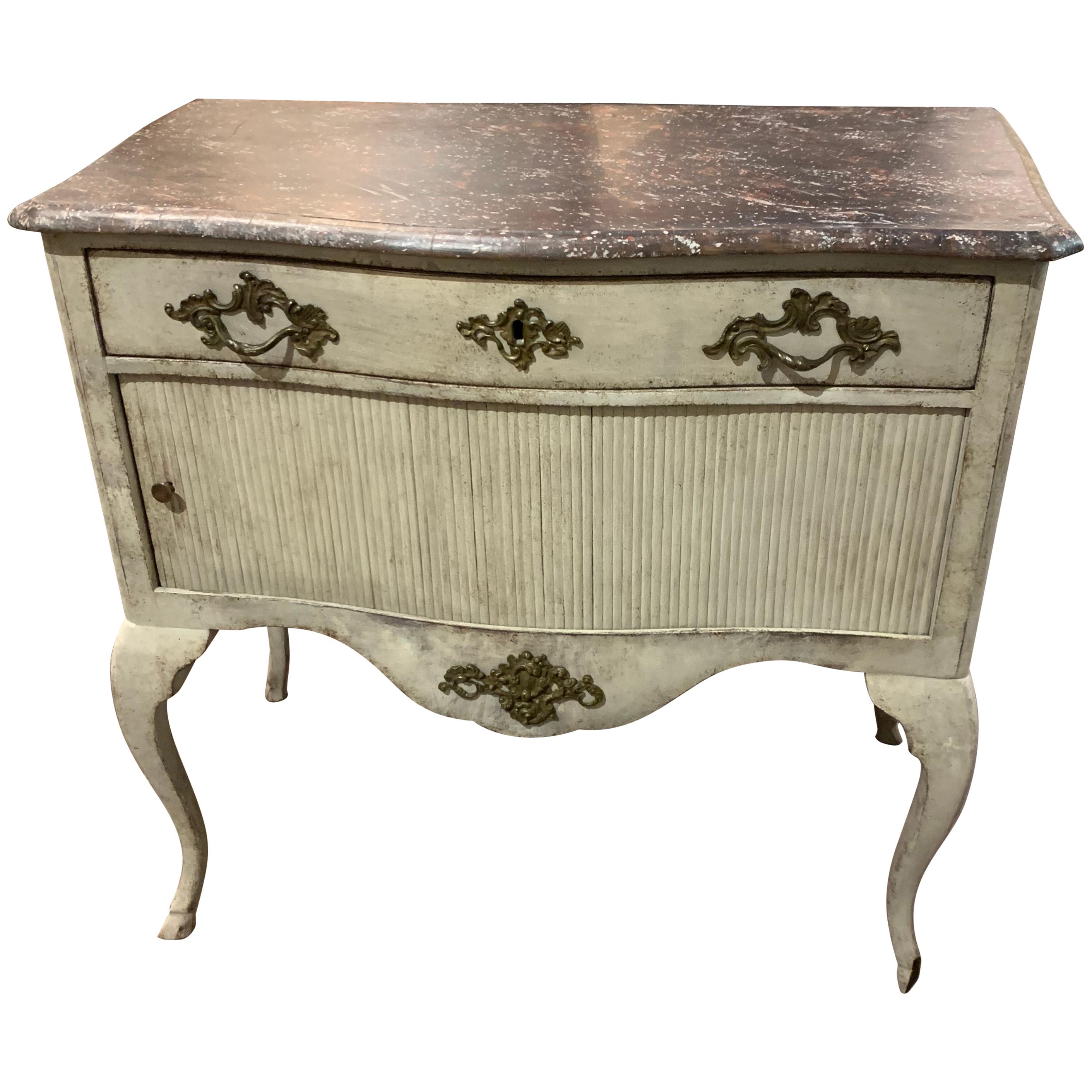 19th Century Swedish Carved and Painted Side Table