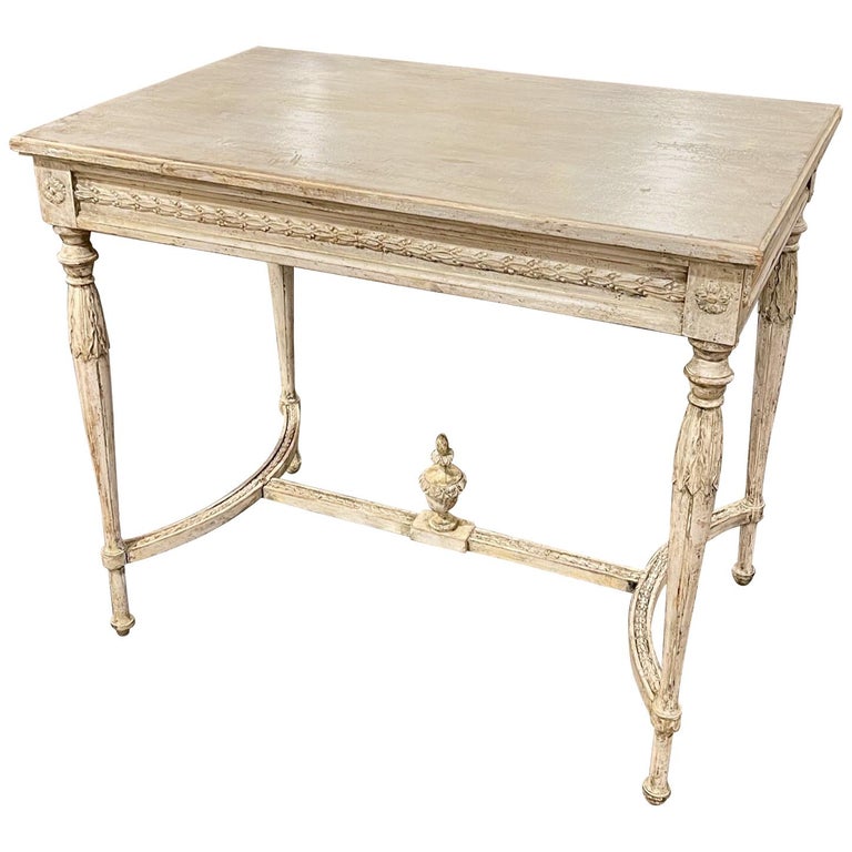 19th Century Swedish Carved and Painted Side Table For Sale at 1stDibs