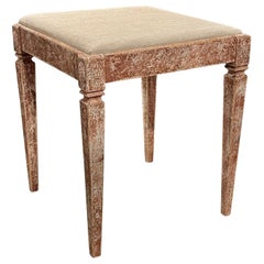 19th Century Swedish Carved and Painted Stool