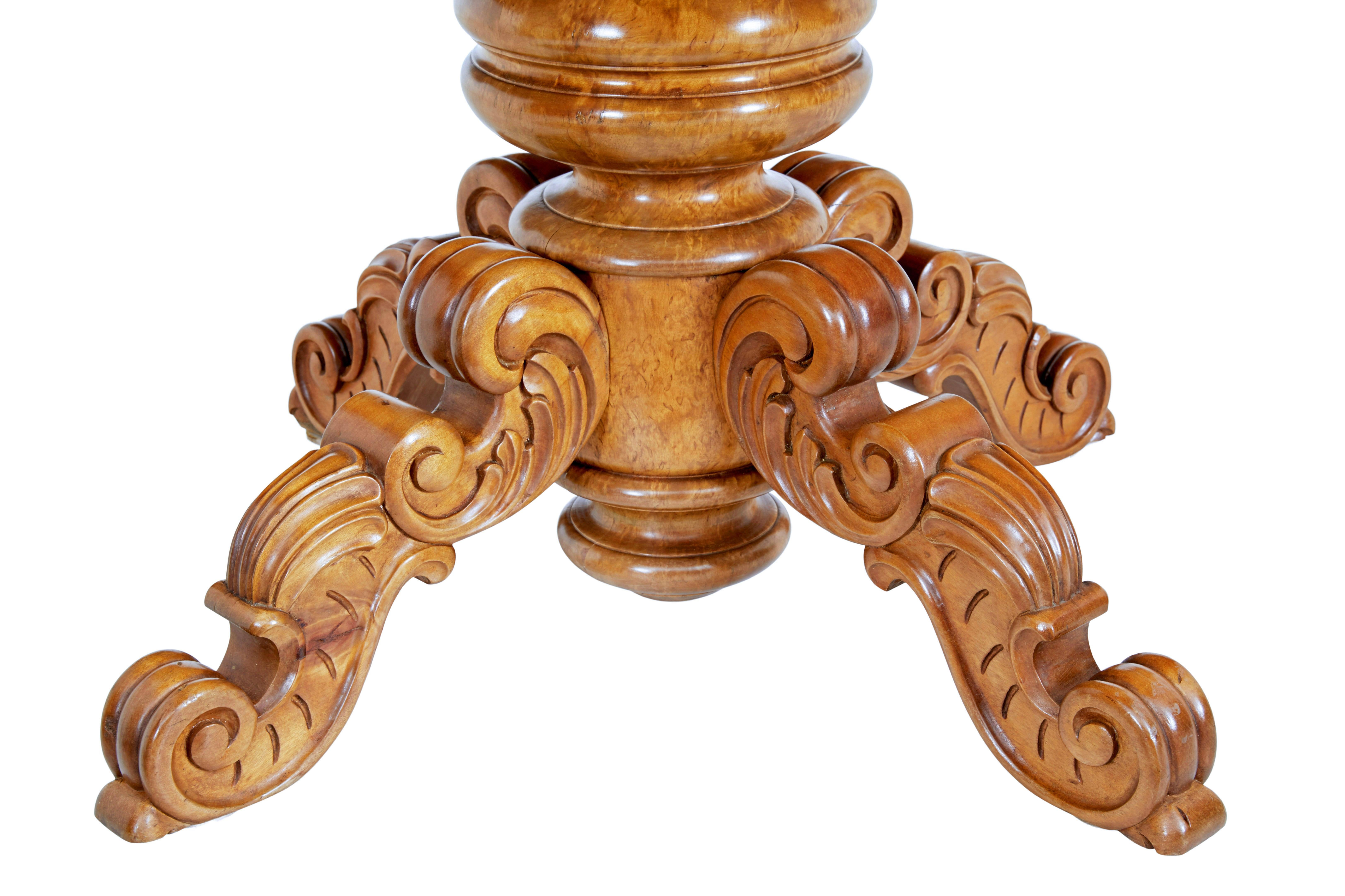 19th Century 19th century Swedish carved birch adjustable dining table