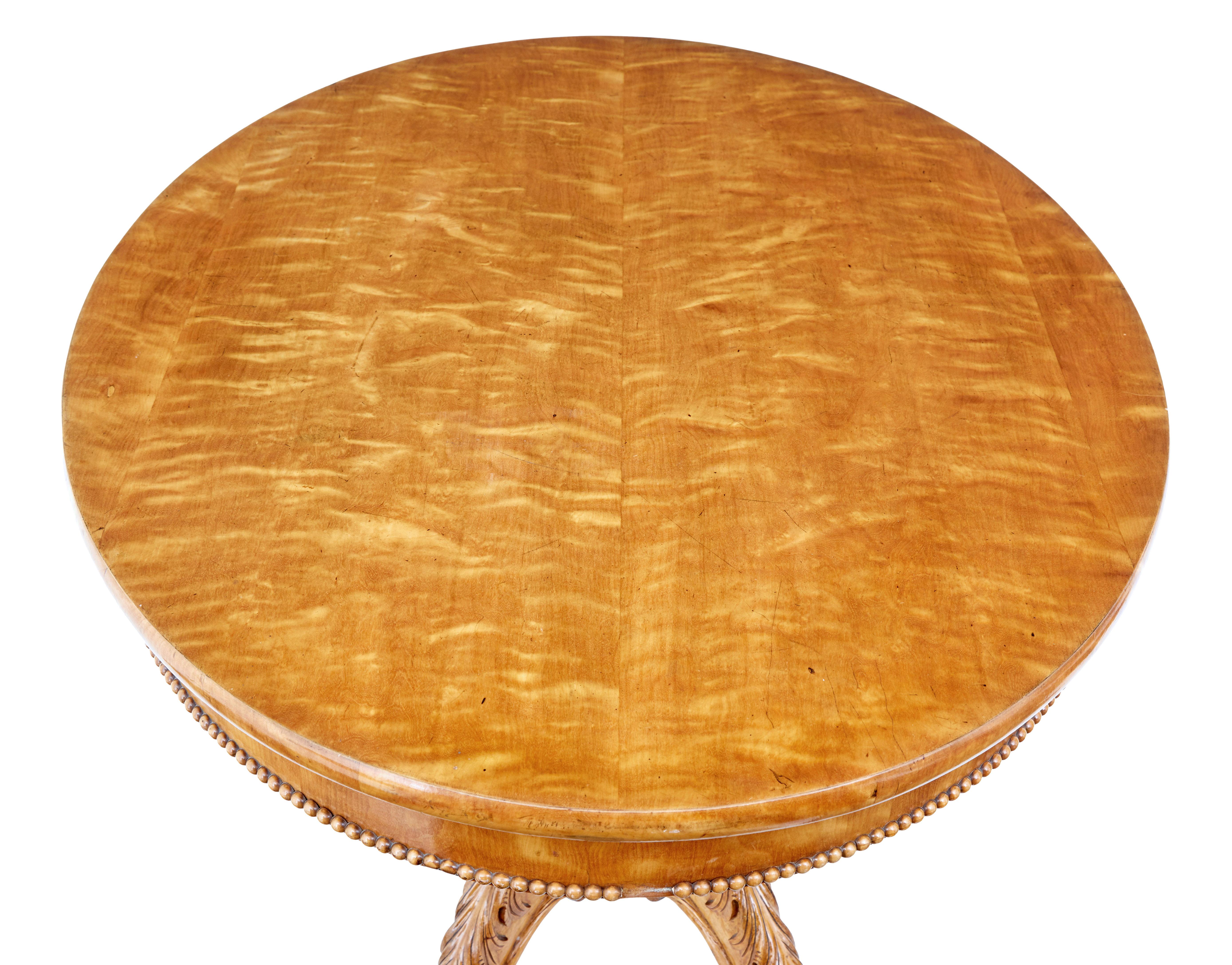 Victorian 19th Century Swedish Carved Birch Oval Center Table