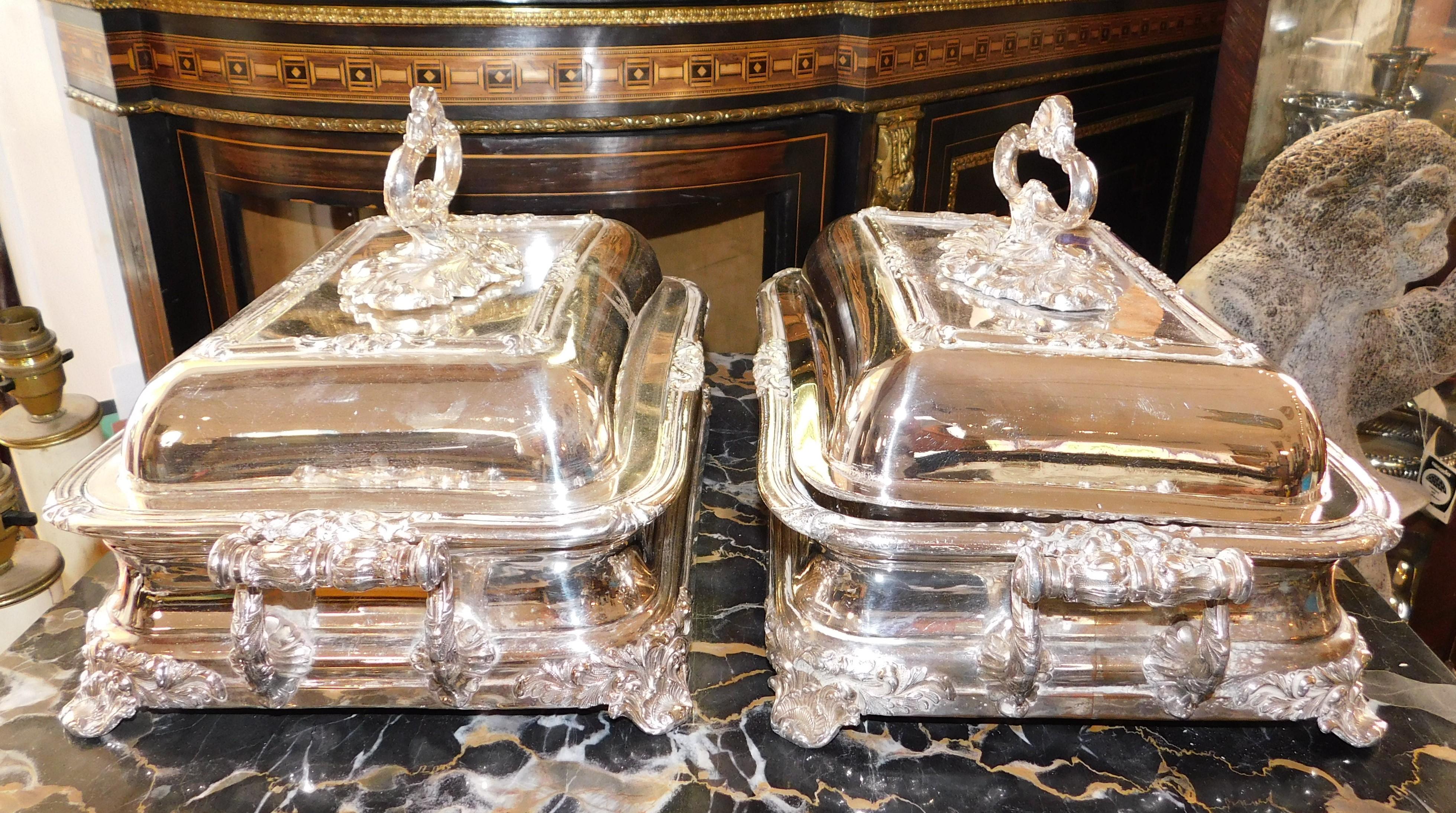 Pair of 19th Century Sheffield Silver Plated Entree Hot Serving Dishes 5