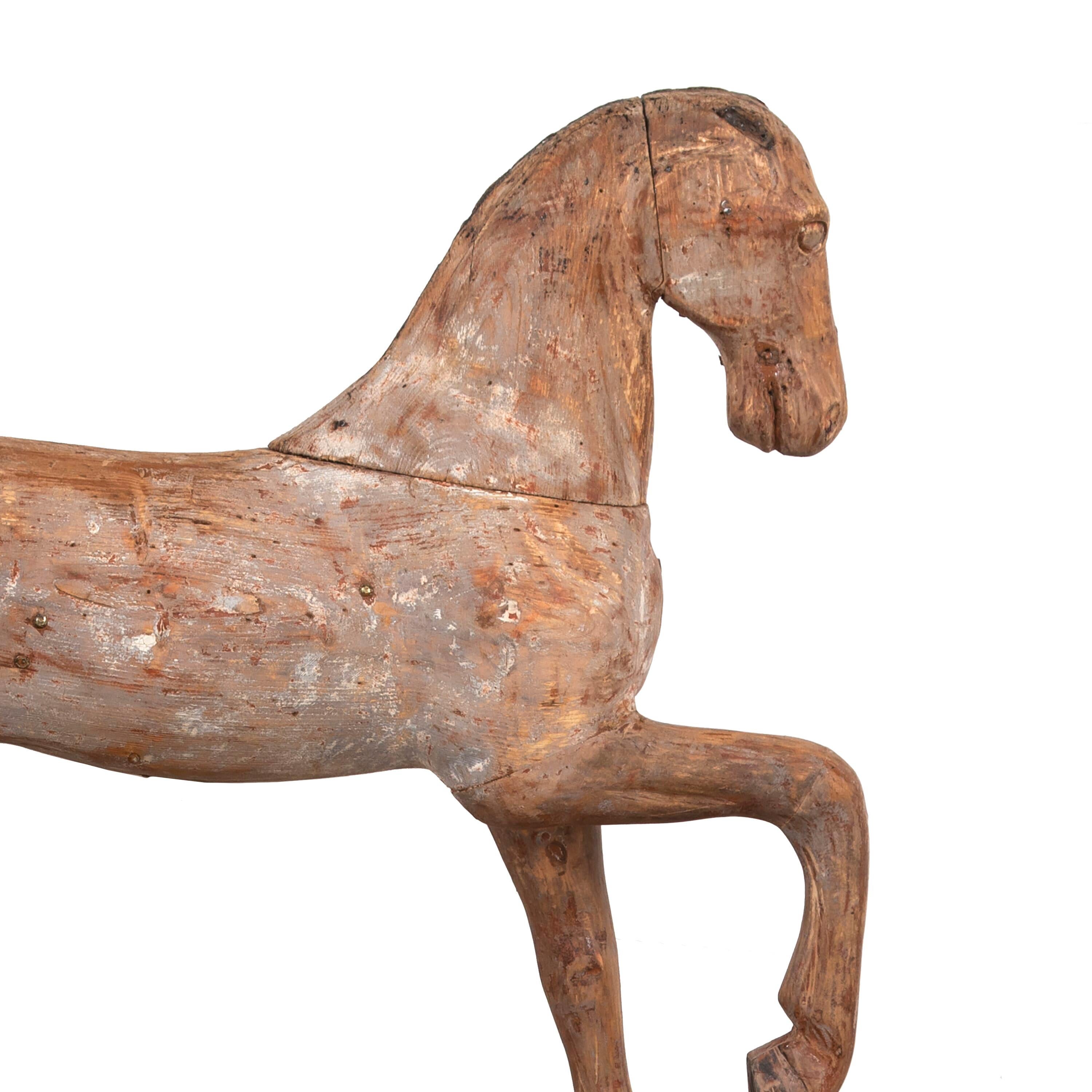 20th Century 19th Century Swedish Carved Wooden Horse