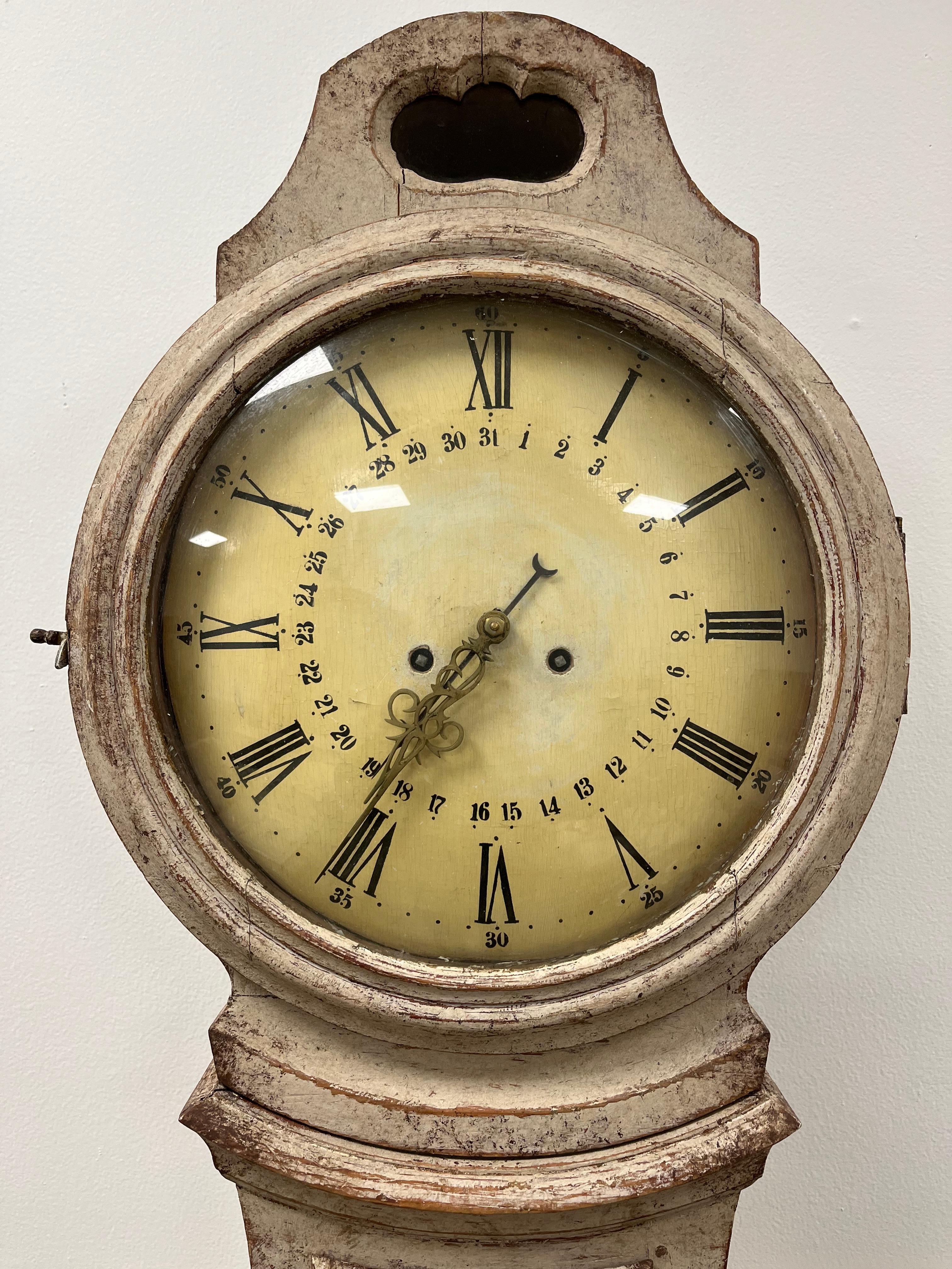 Metal 19th Century Swedish Case Clock For Sale