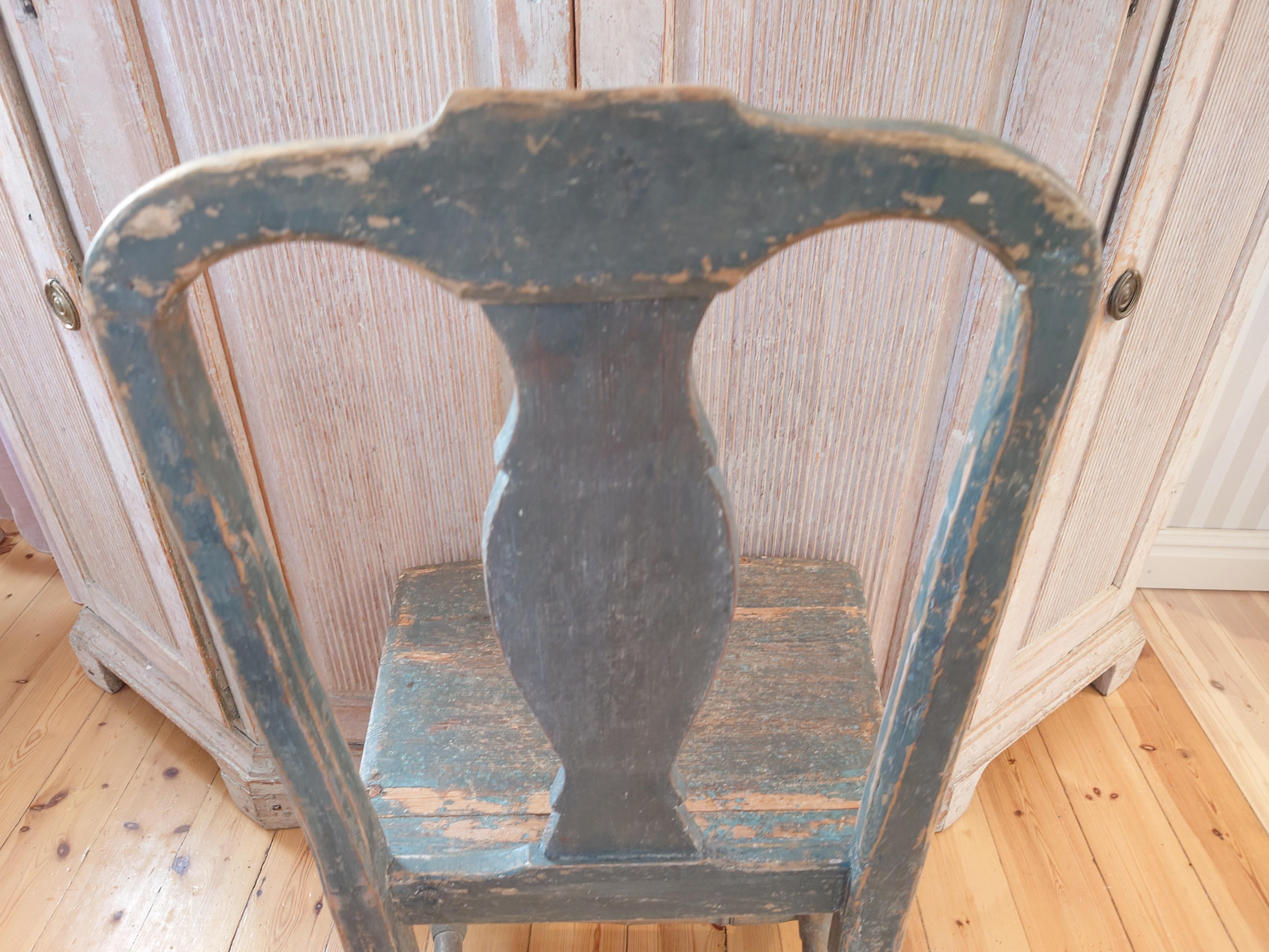 Chaise suédoise du 19ème siècle en transition rococo/ gustavienne  Hälsingland en vente 5