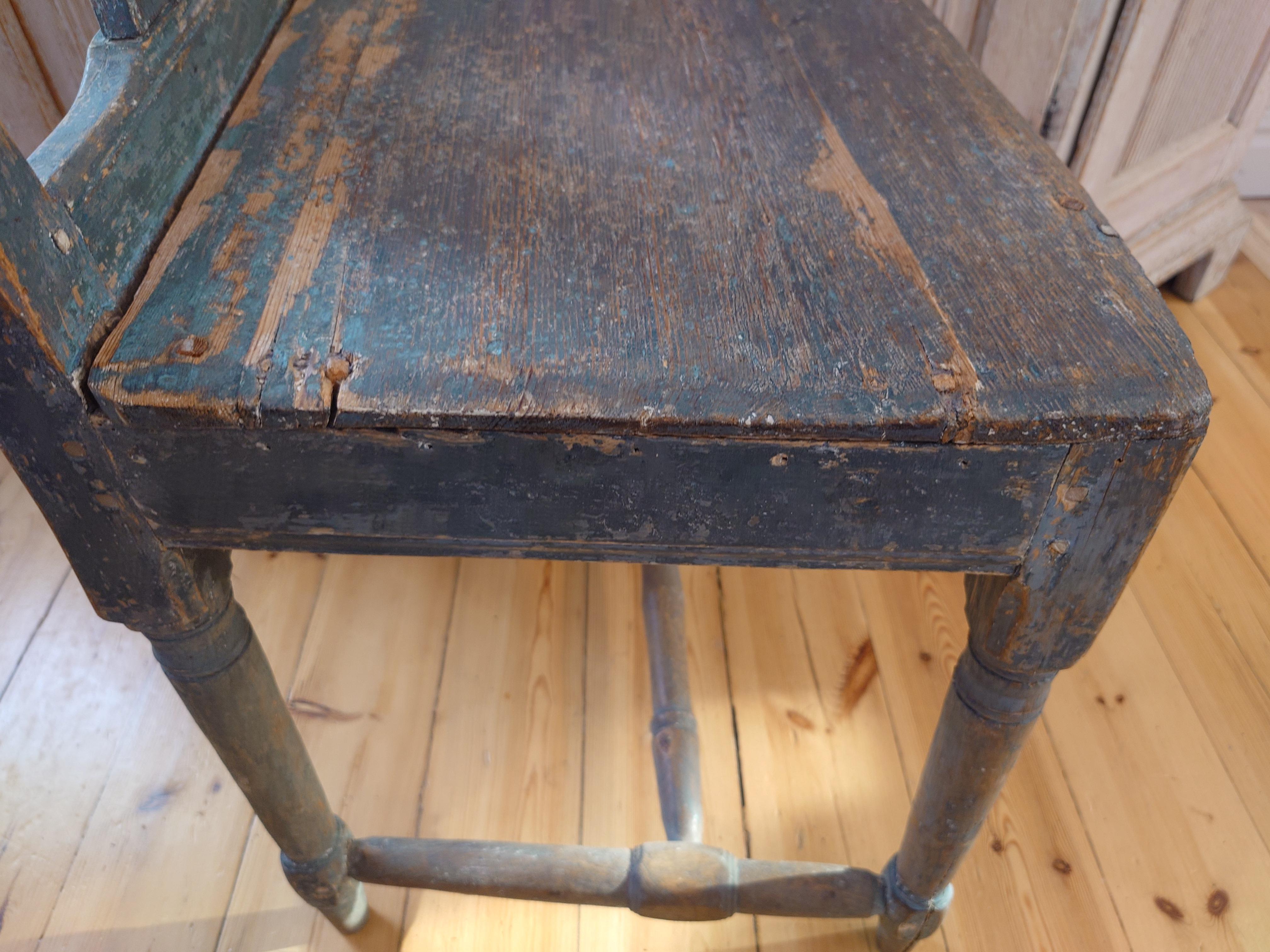 Chaise suédoise du 19ème siècle en transition rococo/ gustavienne  Hälsingland en vente 7