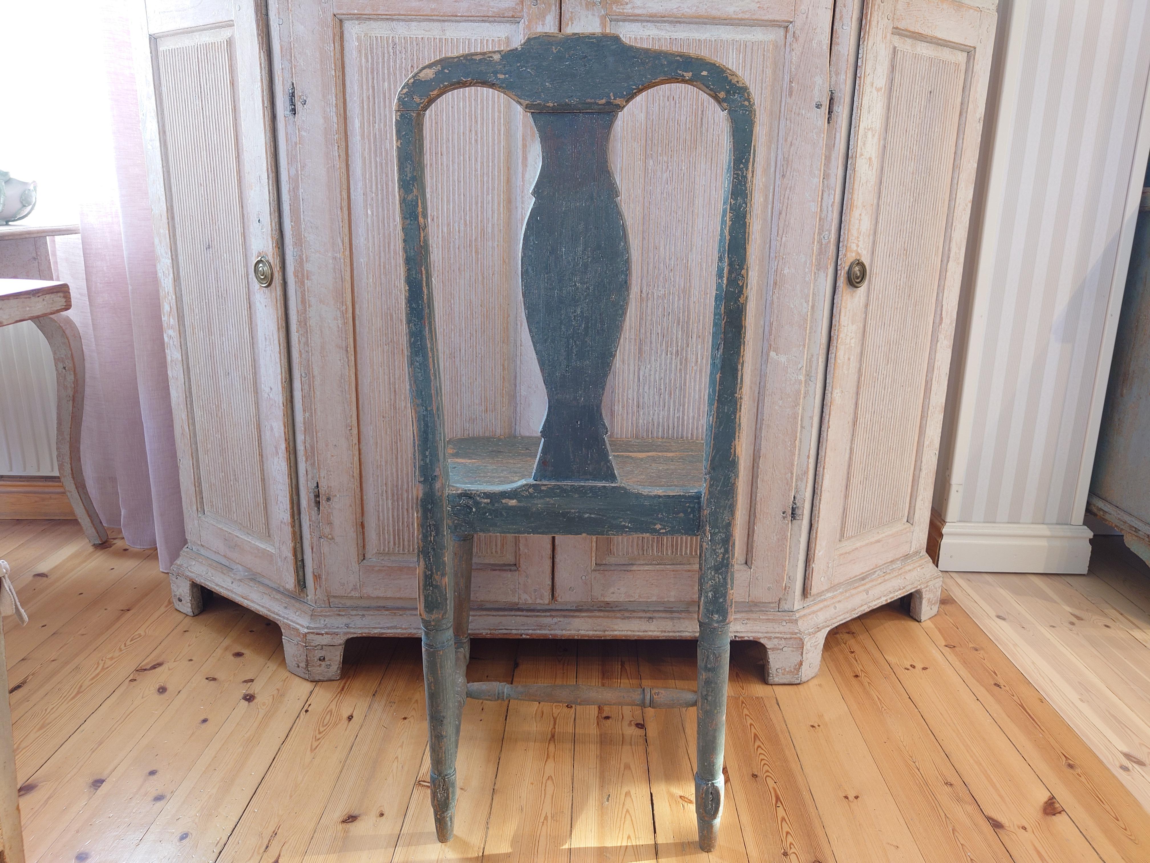 XIXe siècle Chaise suédoise du 19ème siècle en transition rococo/ gustavienne  Hälsingland en vente