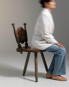 Chaise suédoise du XIXe siècle, chêne miel moyen, style bois ancien