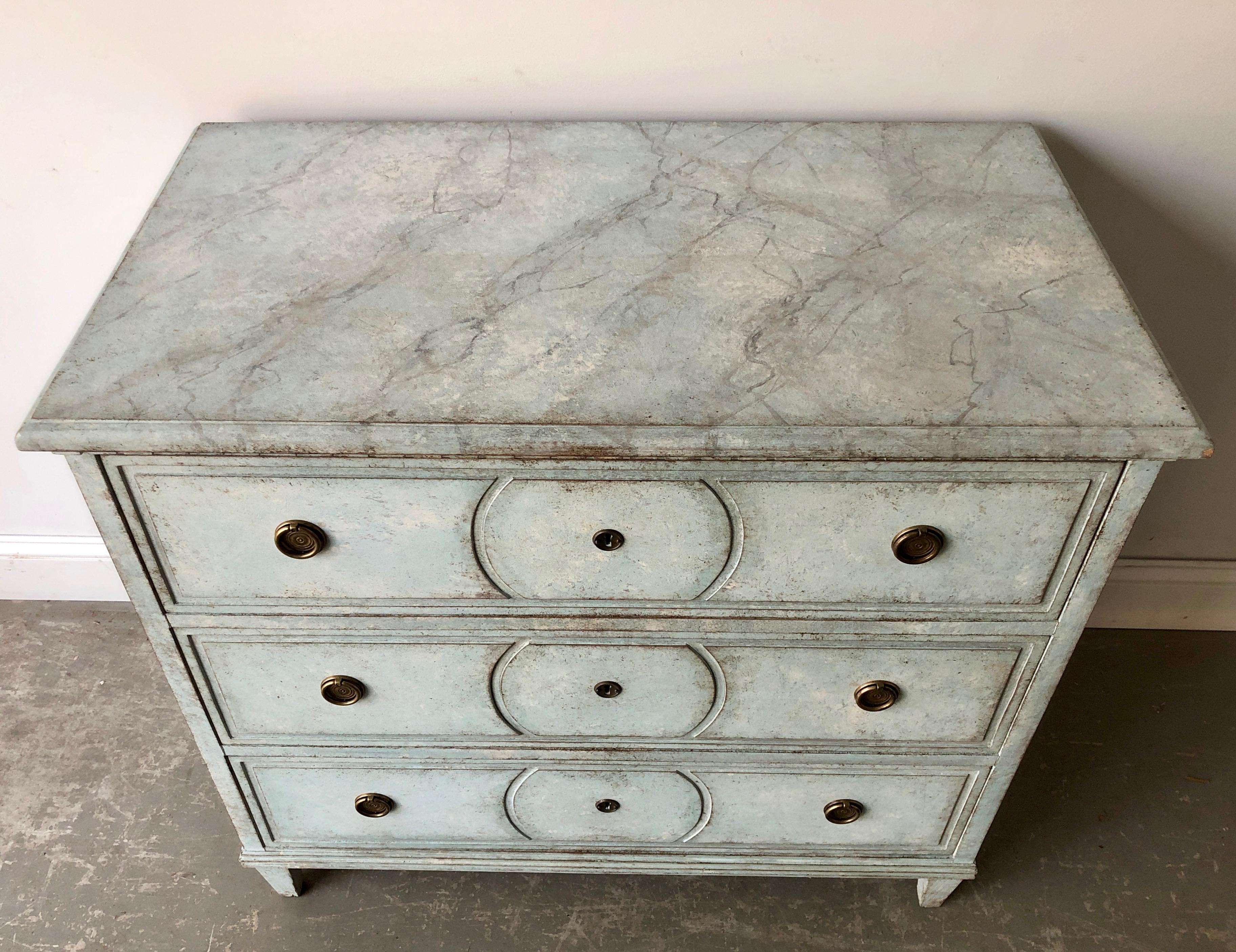 Hand-Carved 19th Century Swedish Chest of Drawers