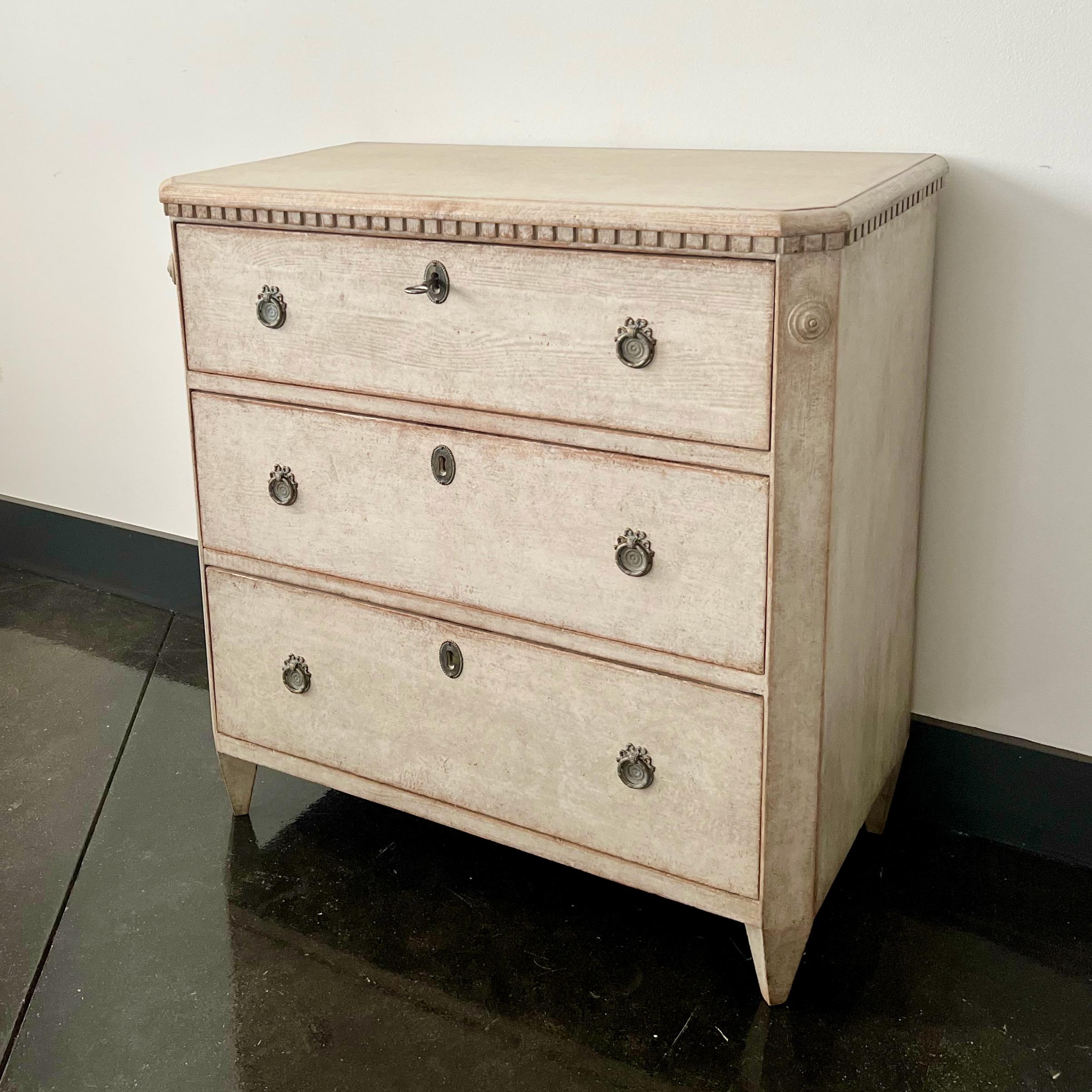 Hand-Carved 19th Century Swedish Chest of Drawers