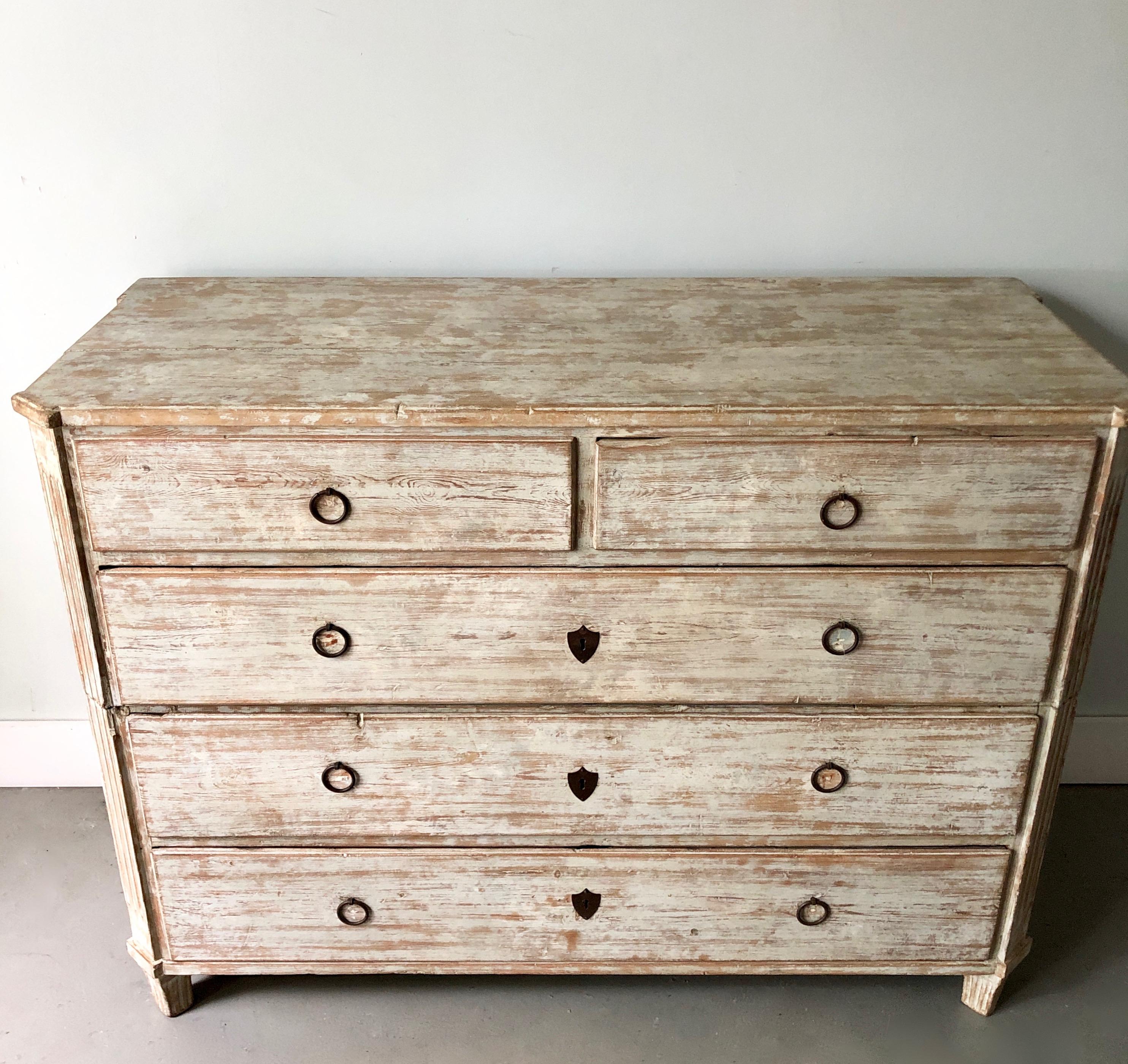 Hand-Carved 19th Century Swedish Chest of Drawers