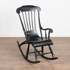 19th Century Swedish Child’s Black Rocking Chair