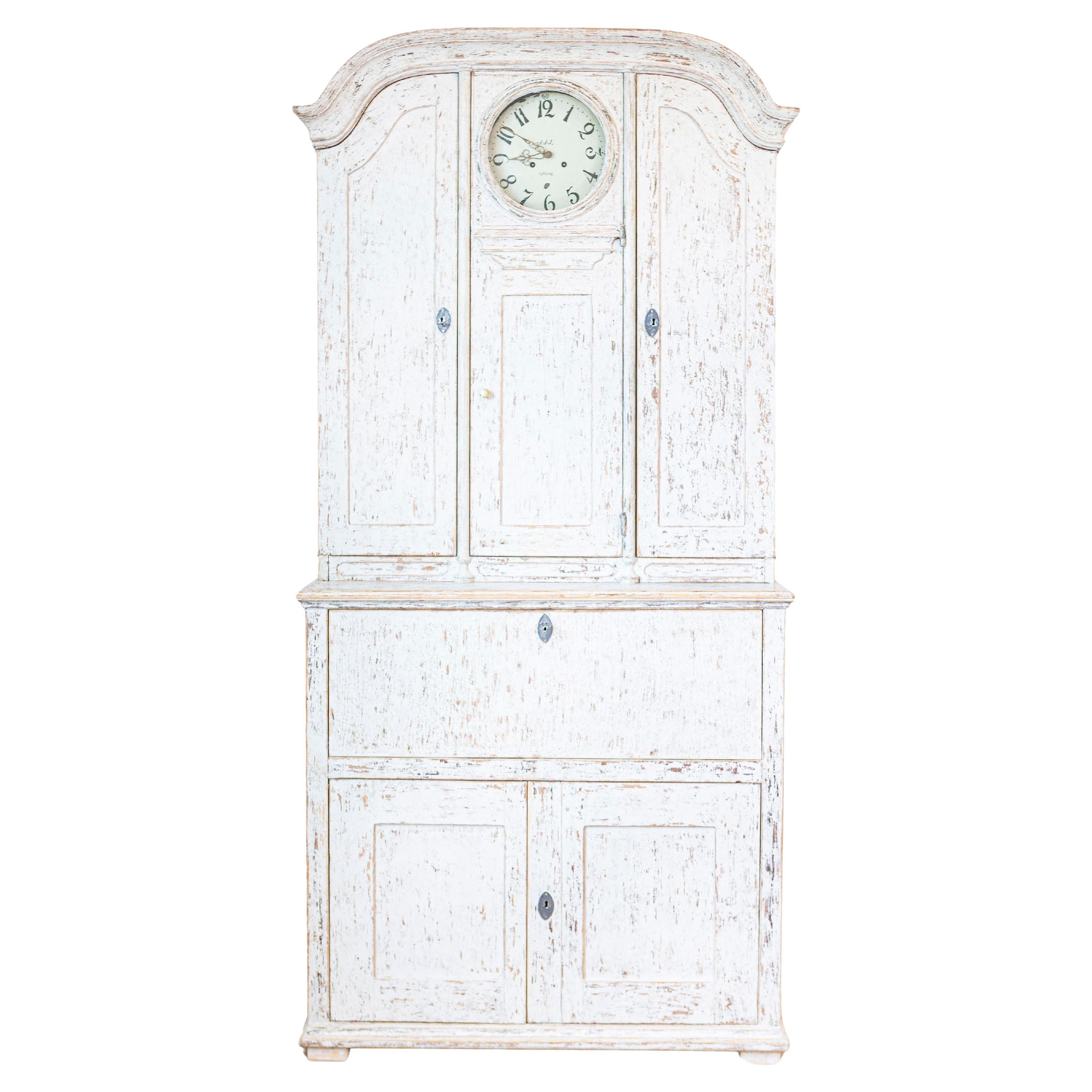 Secretario de reloj sueco del siglo XIX Circa 1820