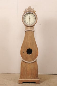 19th Century Swedish Clock with Carved Floral Bonnet