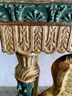 19th Century Swedish Empire Console in Carved, Polychrome and Gilded Wood