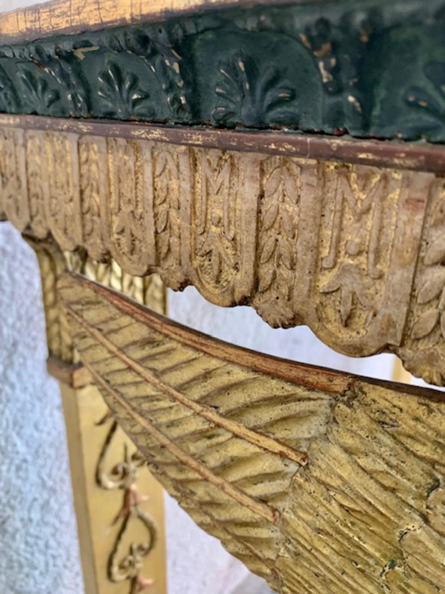 19th Century Swedish Empire  Console in Carved, Polychrome and Gilded Wood For Sale 4