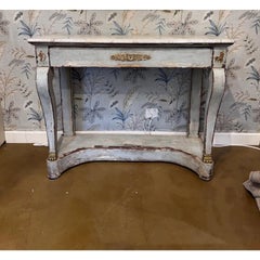 19th Century Swedish Console Table with Marble Top, Gustavian Blue