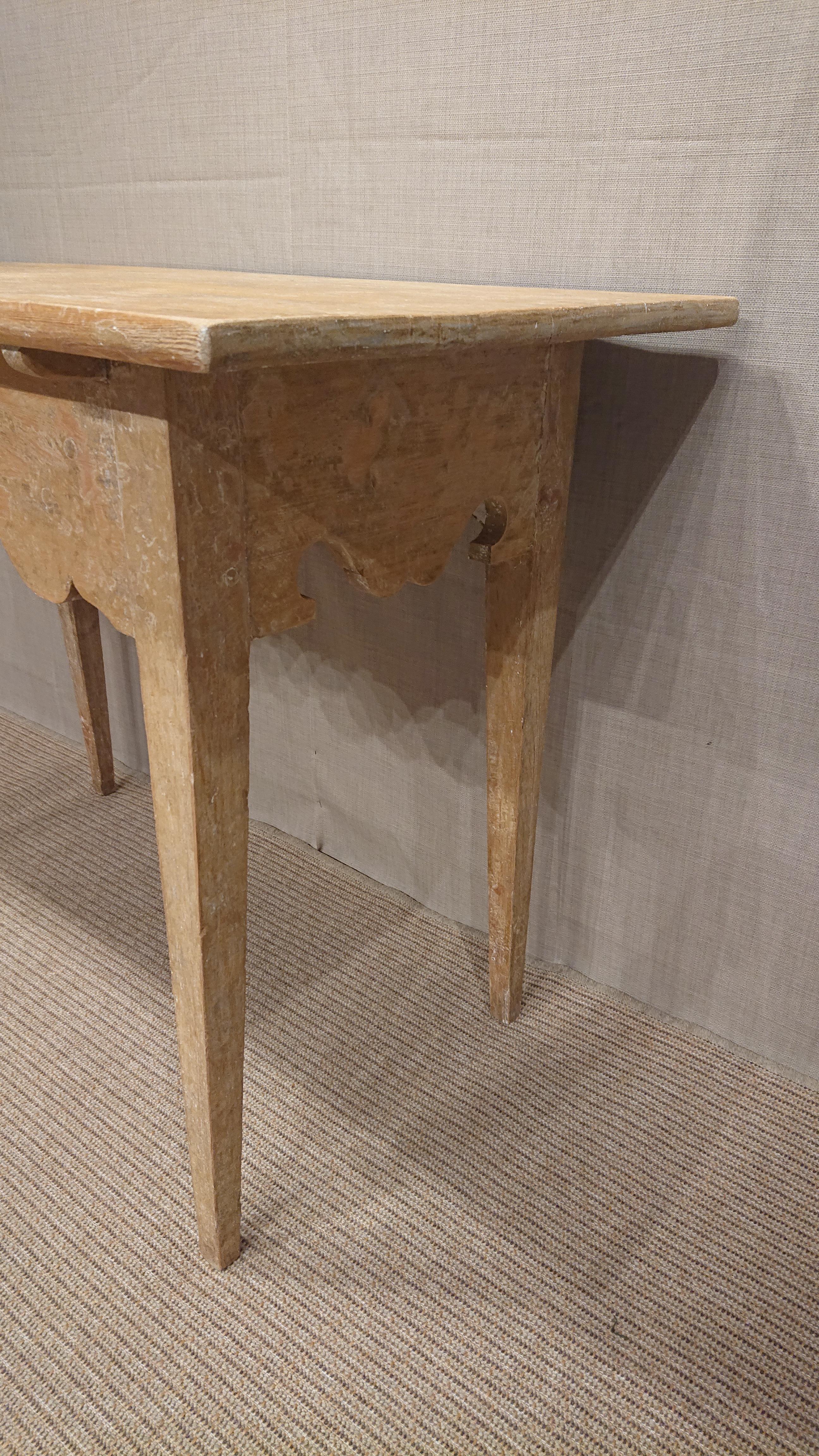 Hand-Carved 19th Century Swedish Console Table with Trace of Original Paint  Antiques