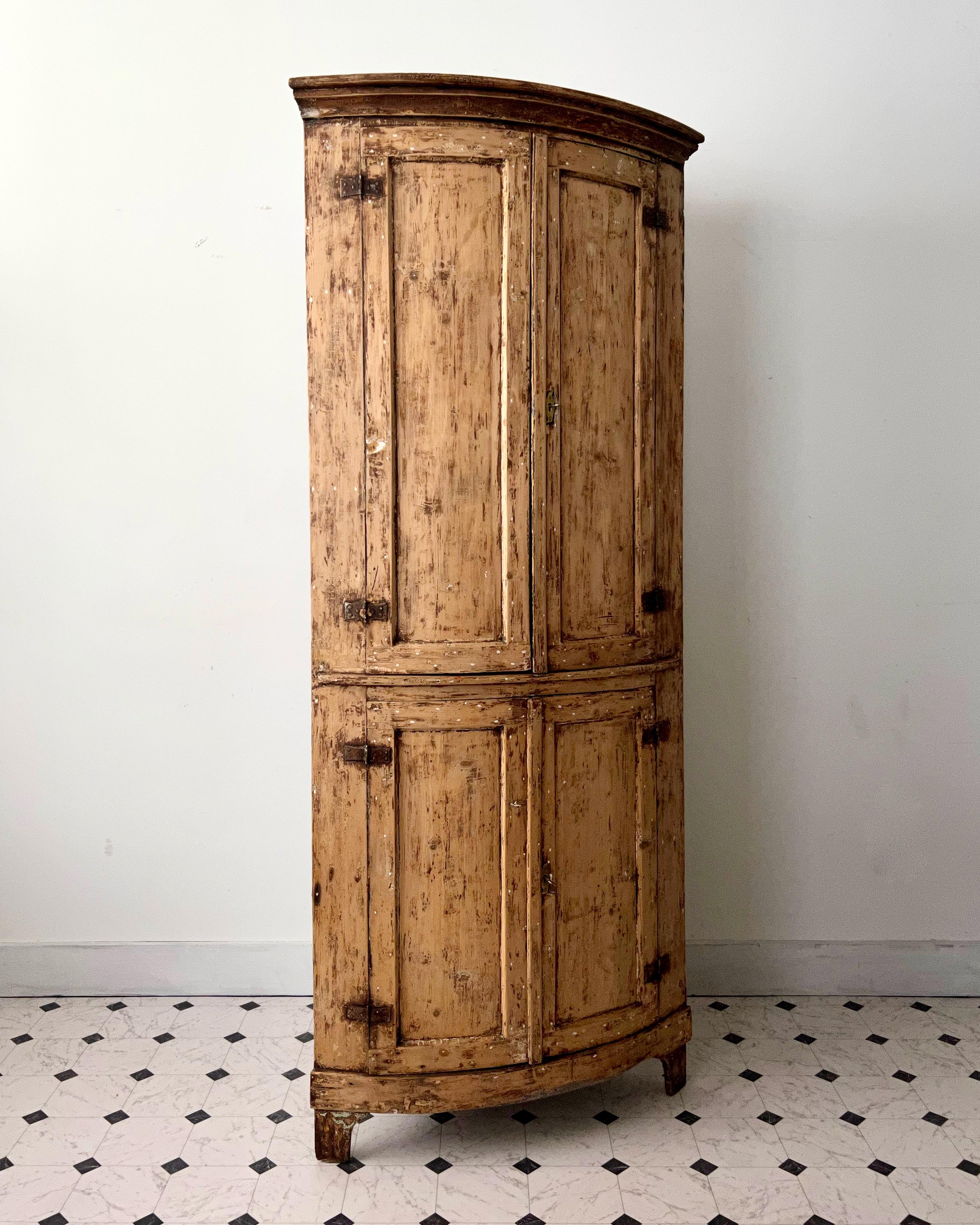 Hand-Carved 19th century Swedish Corner Cabinet For Sale