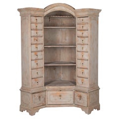 19th Century Swedish Corner Cabinet with Drawers