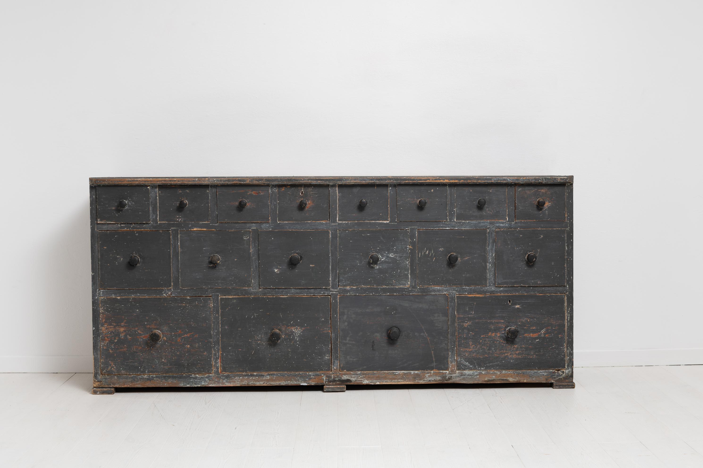 Hand-Crafted 19th Century Swedish Country Pine Unusual Bank of Drawers