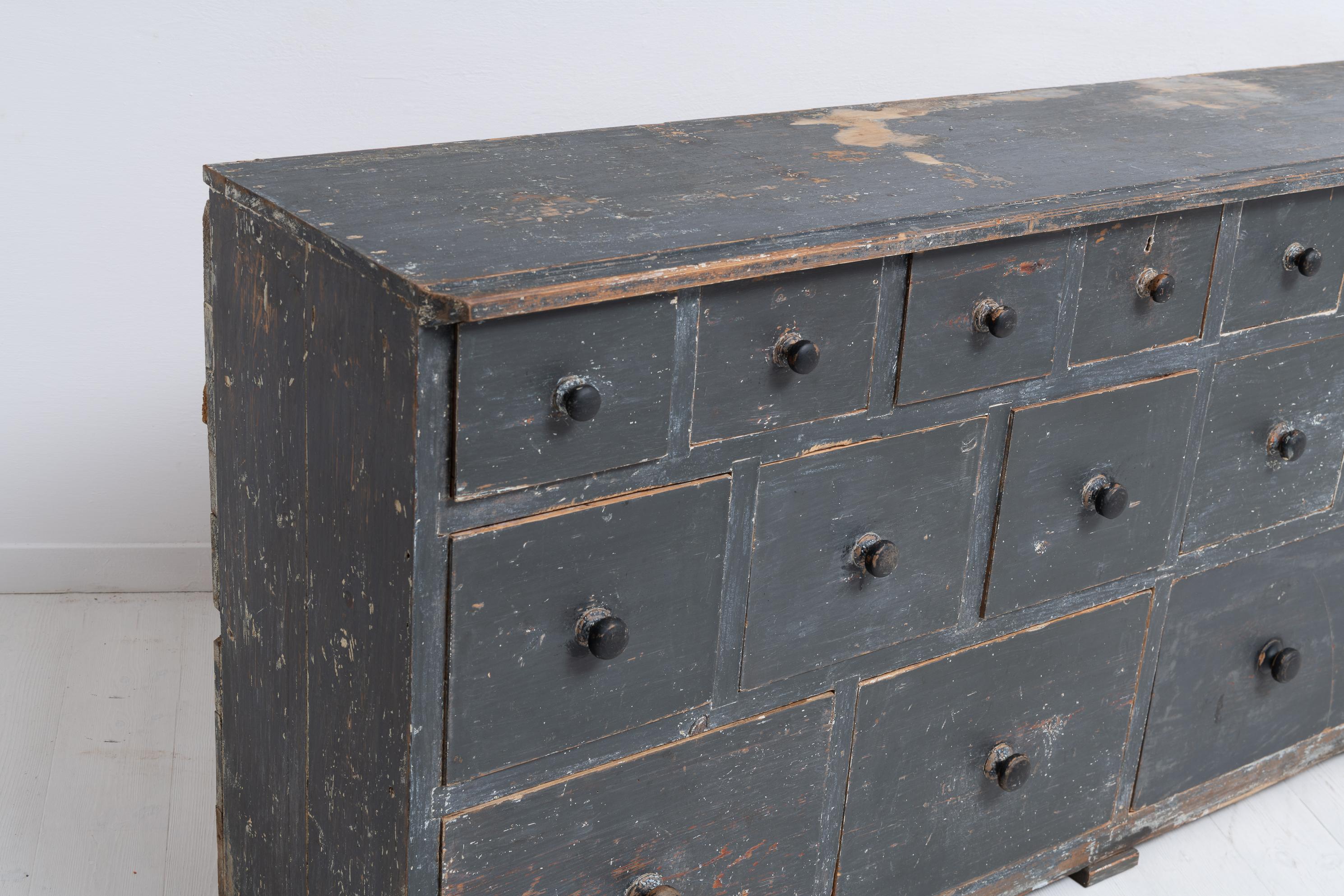 19th Century Swedish Country Pine Unusual Bank of Drawers 2