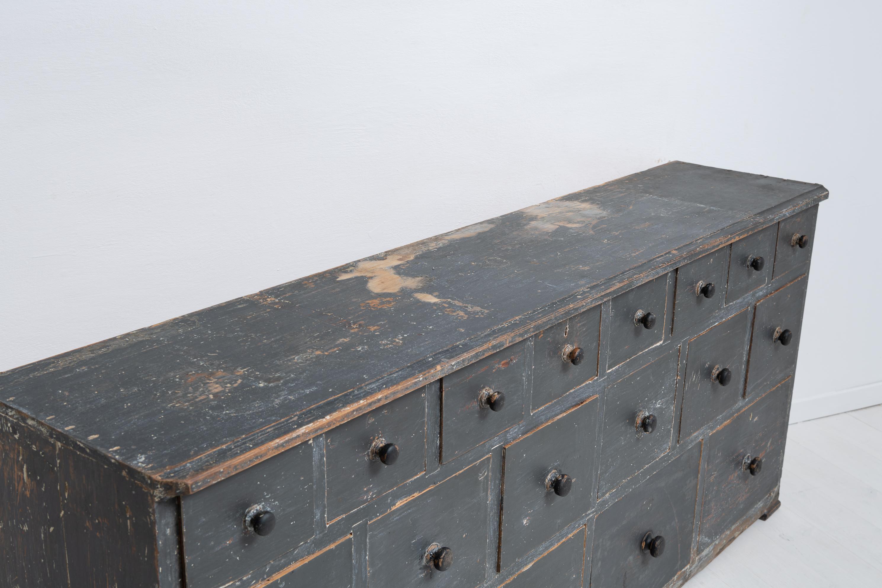 19th Century Swedish Country Pine Unusual Bank of Drawers 3