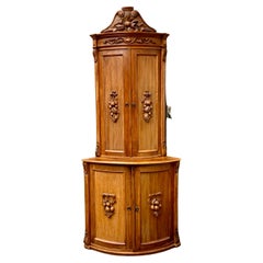 19th Century Swedish Curved Biedermeier Corner Cabinet Cupboard