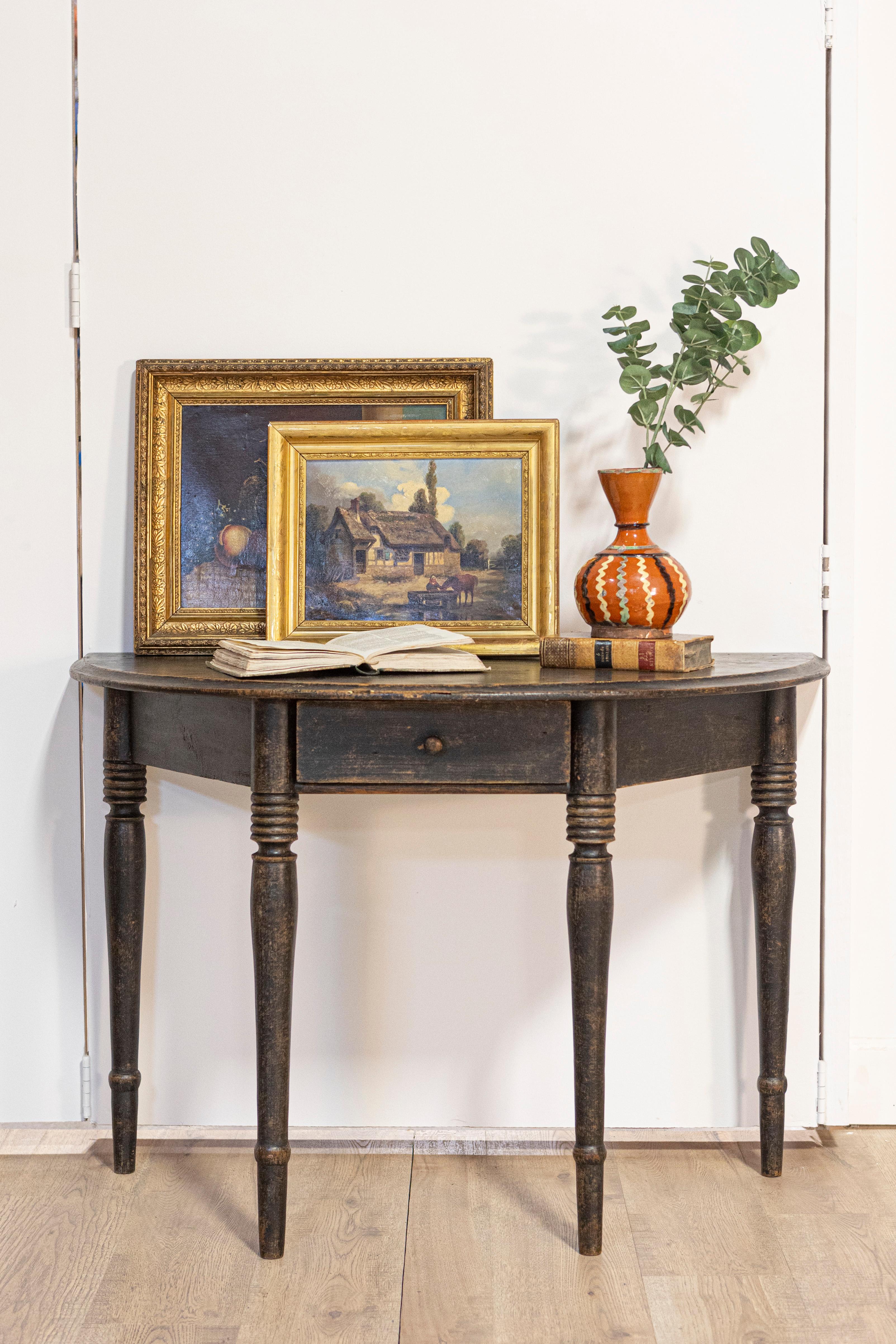 Console Demi Lune suédoise du 19ème siècle, vers 1860 en vente 5