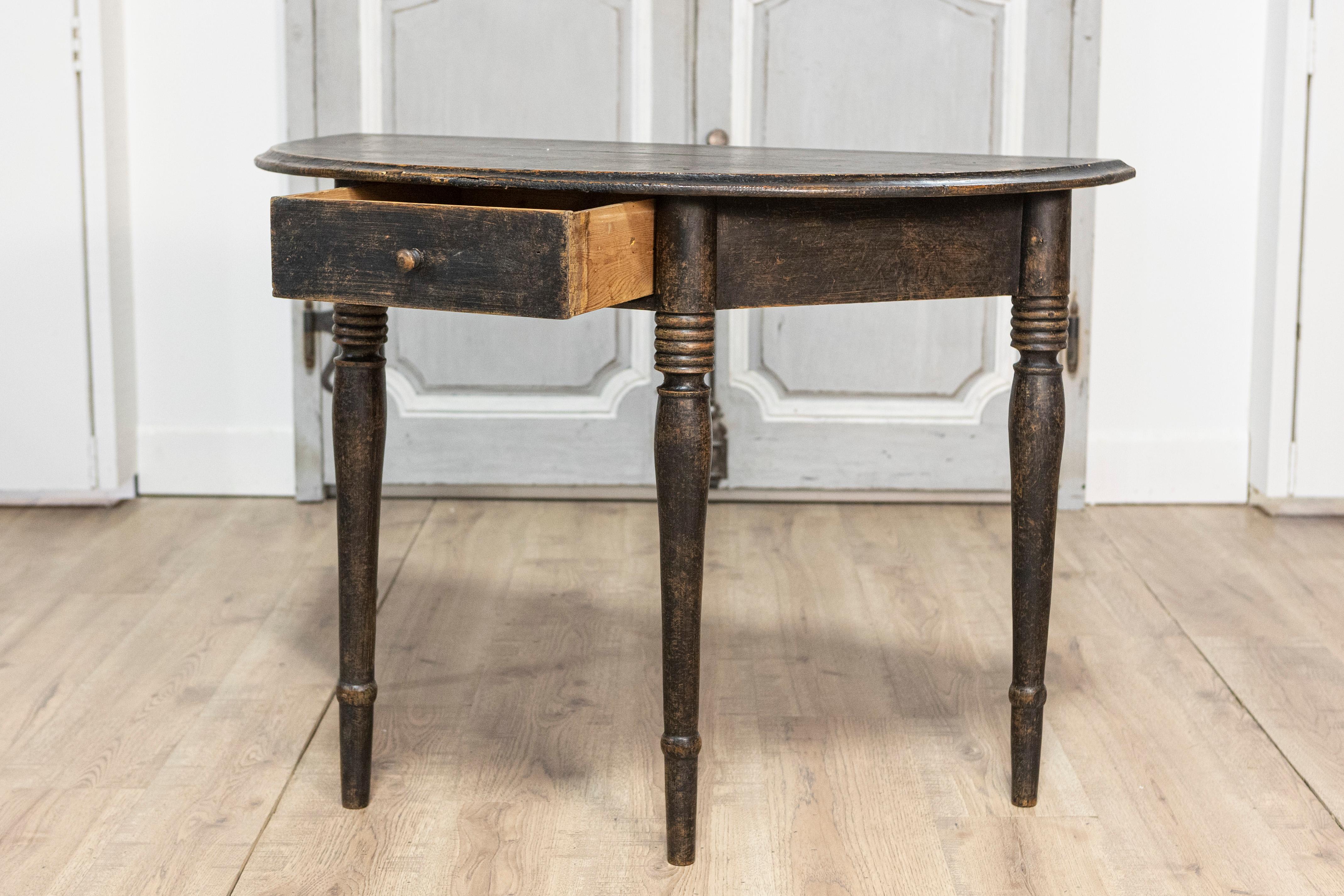 Menuiserie Console Demi Lune suédoise du 19ème siècle, vers 1860 en vente