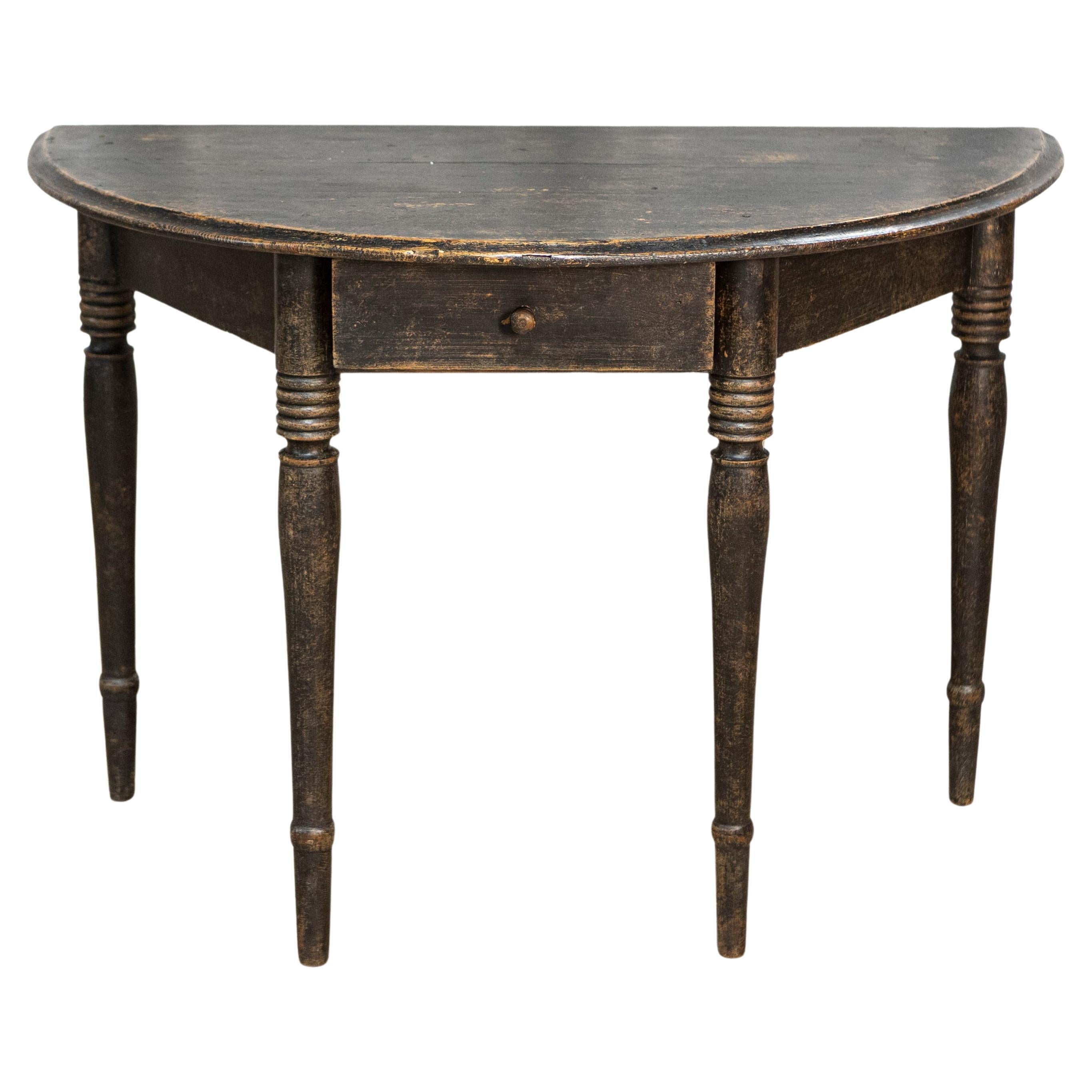 Schwedischer Demi-Lune-Konsolentisch aus dem 19. Jahrhundert, um 1860