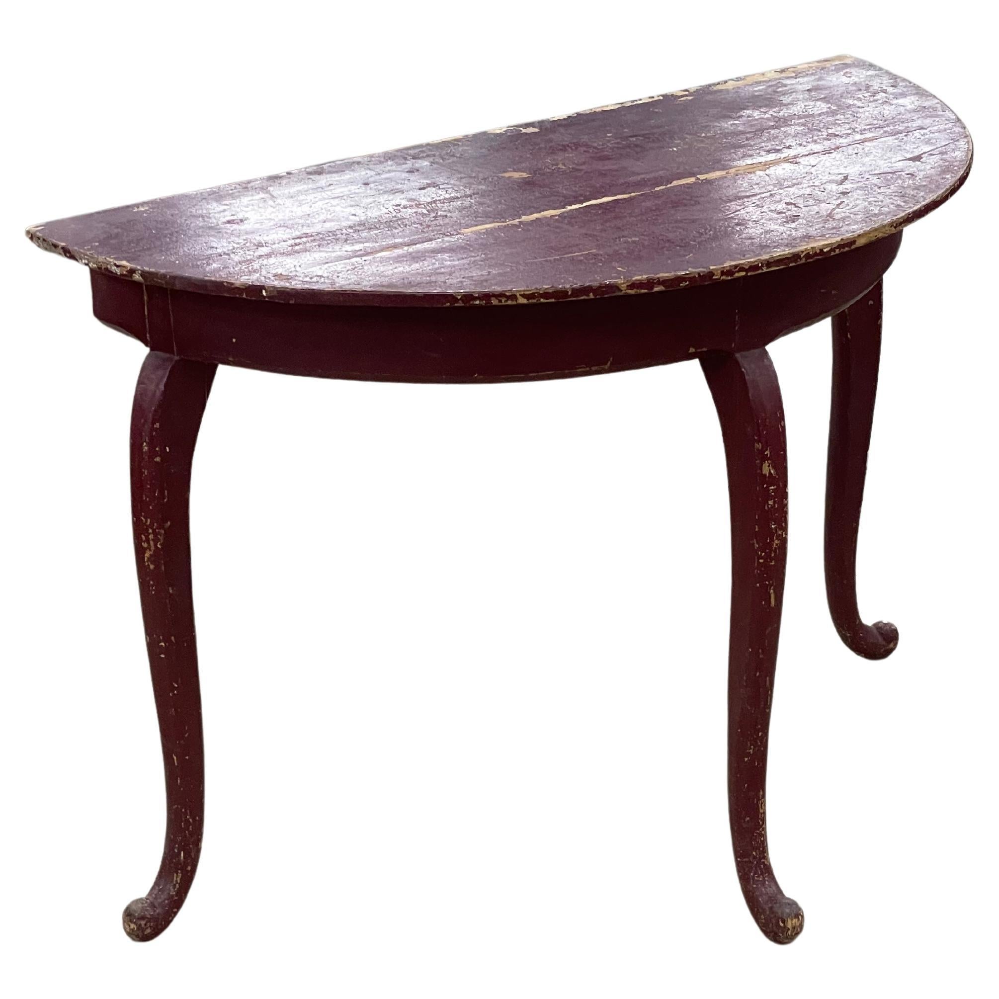 19th Century Swedish Demi-lune Table For Sale