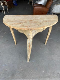 18th Century Swedish Provincial Rococo Demilune Table