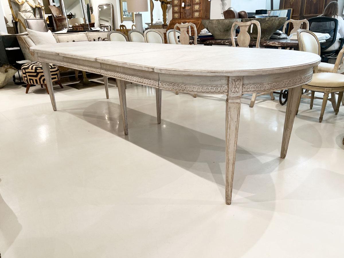 Painted 19th Century Swedish Dining Table with 3 Leaves
