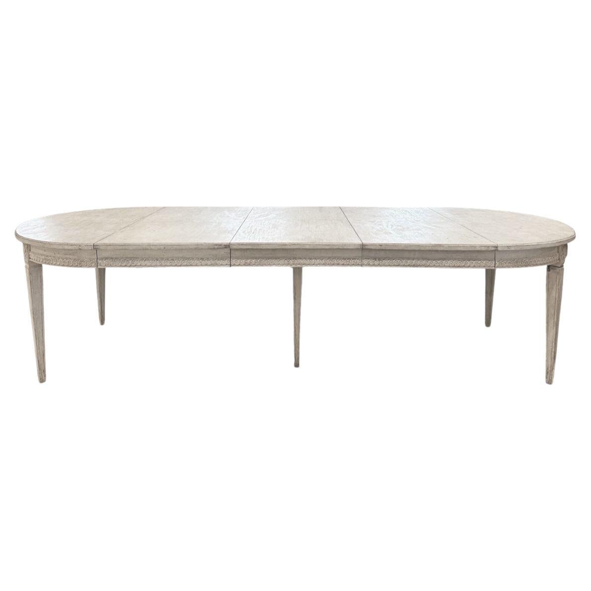 19th Century Swedish Dining Table with 3 Leaves