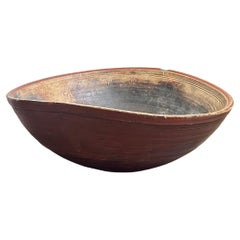 Antique 19th Century Swedish Dough Bowl with Original Red Paint