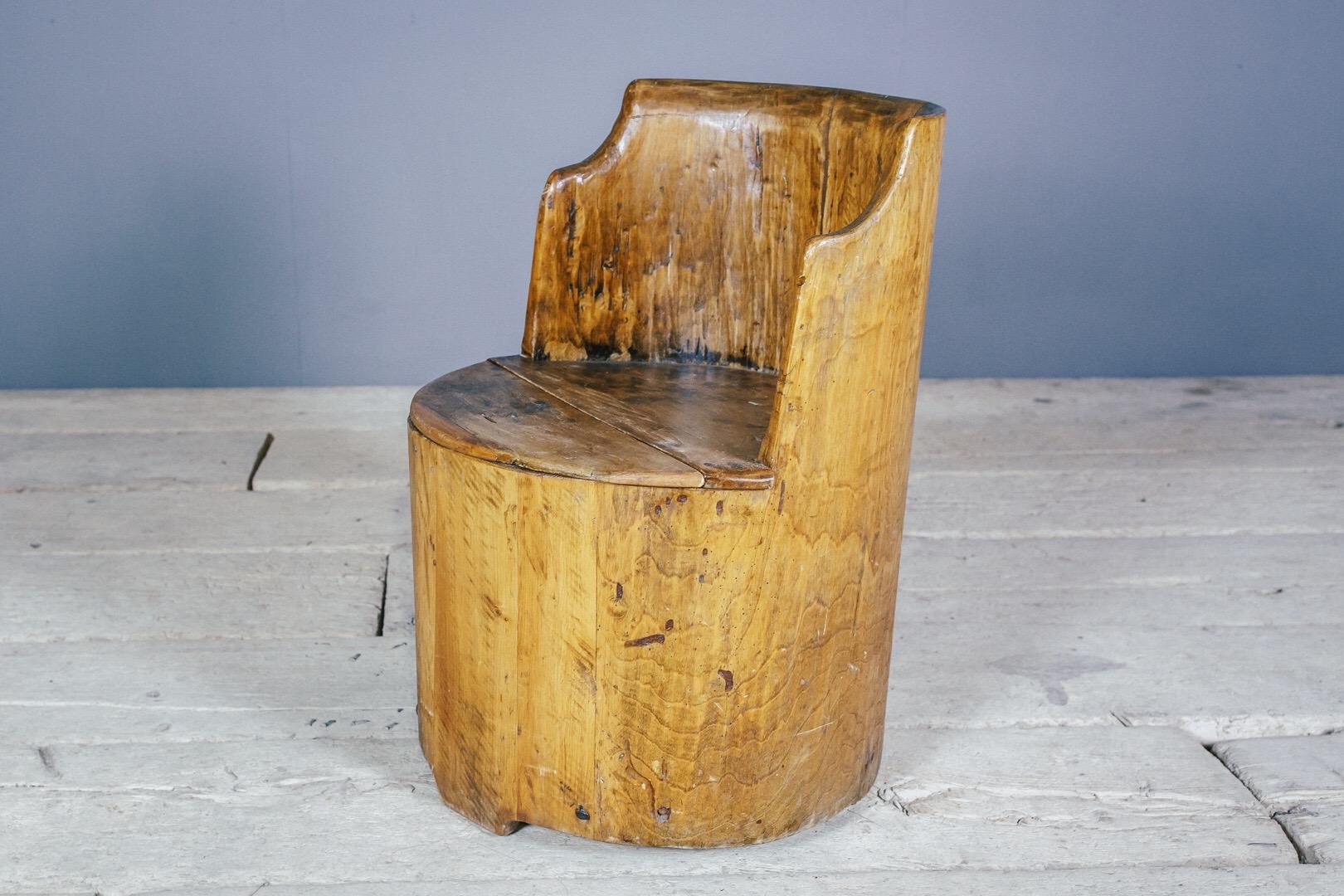 19th Century Swedish Dugout Chair or Kubbestol, His 4