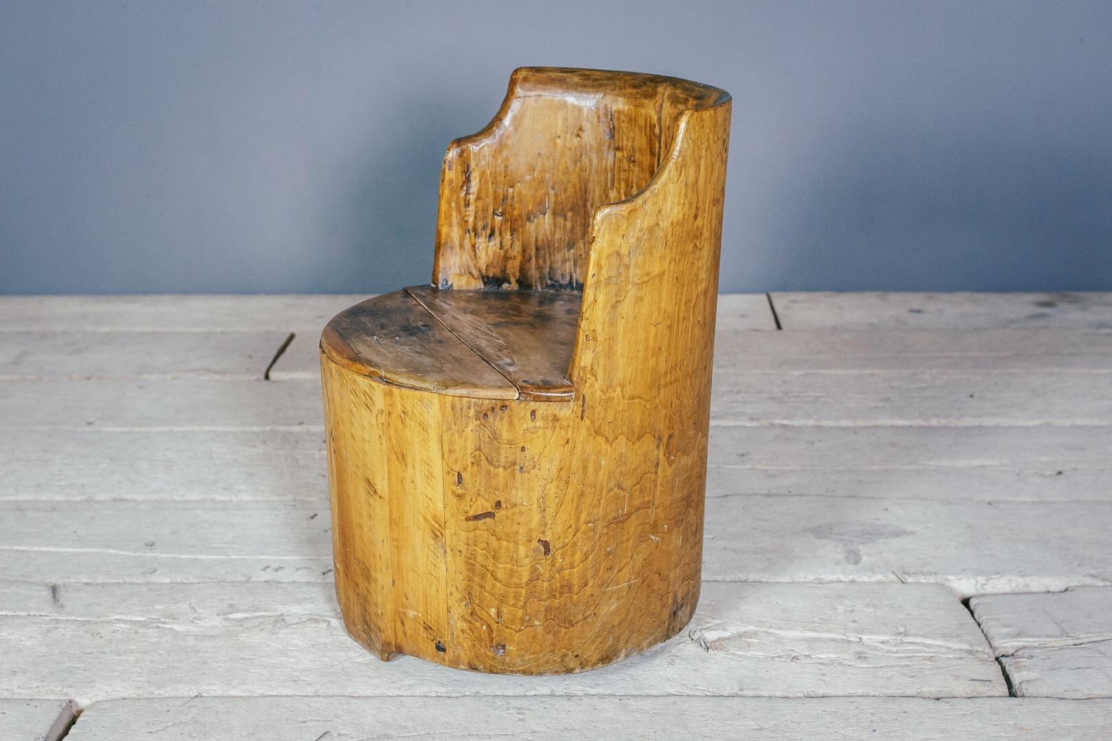 19th Century Swedish Dugout Chair or Kubbestol, His 5