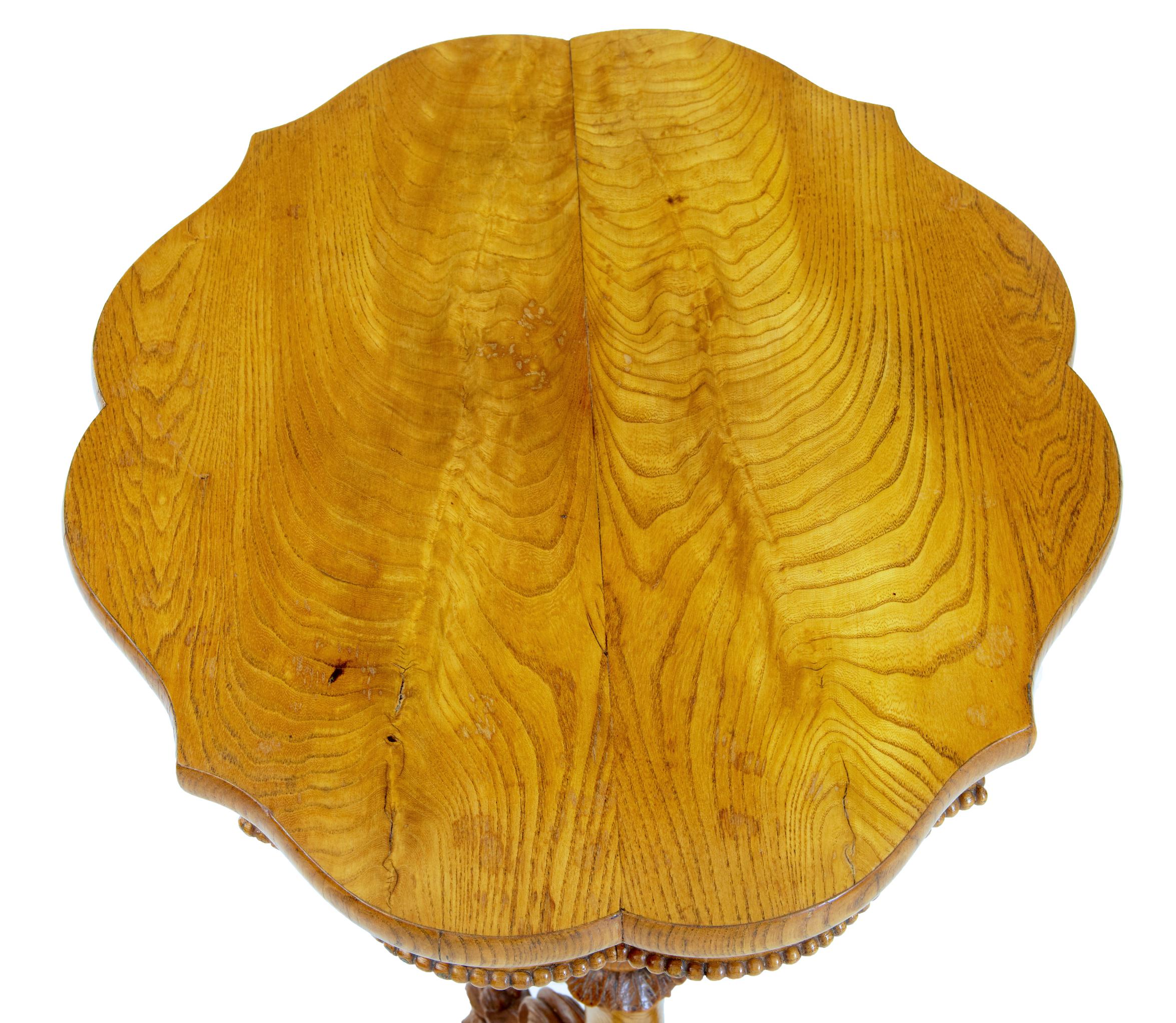 Late Victorian 19th Century Swedish Elm Shaped Occasional Table