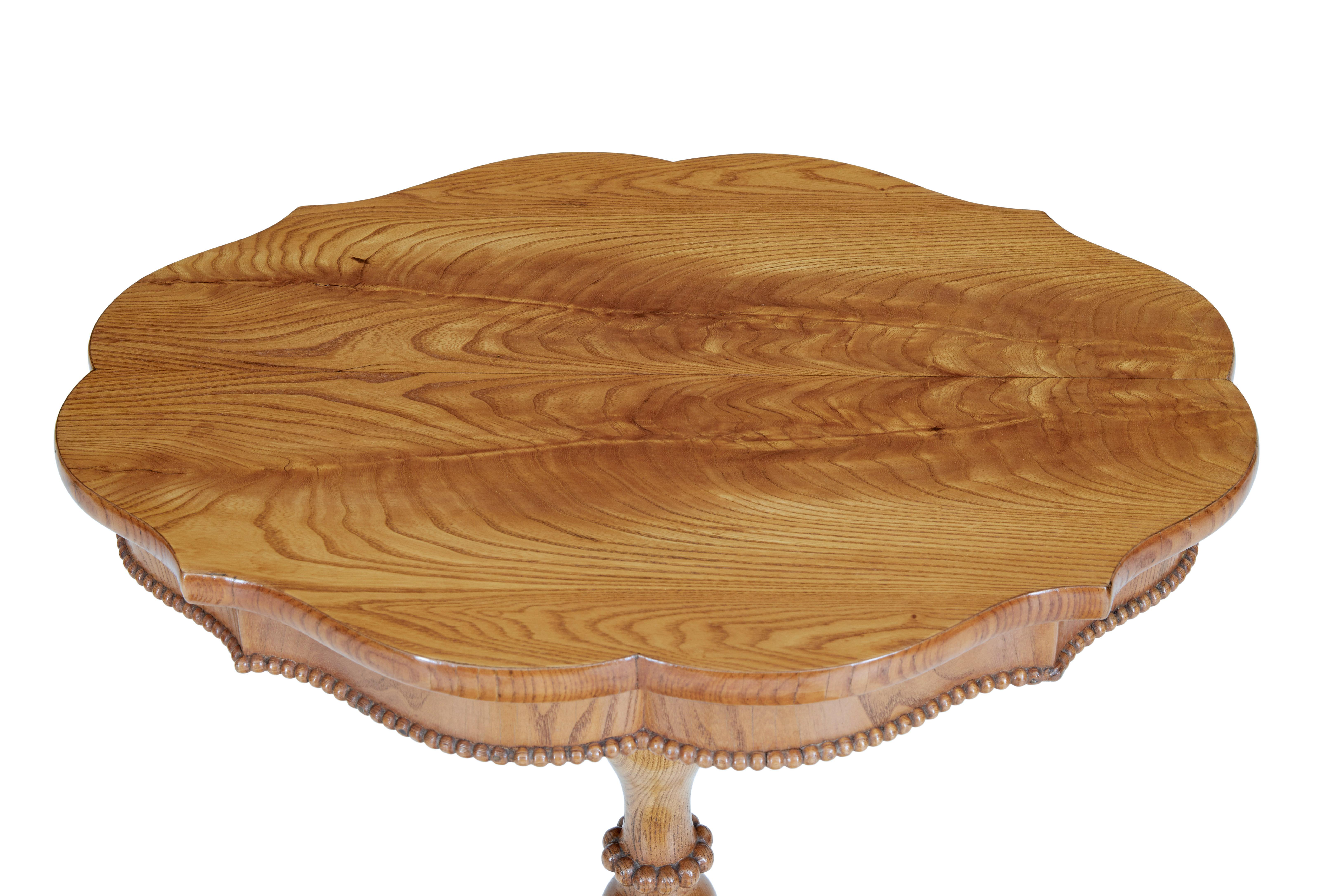 Beaded 19th Century Swedish Elm Shaped Occasional Table