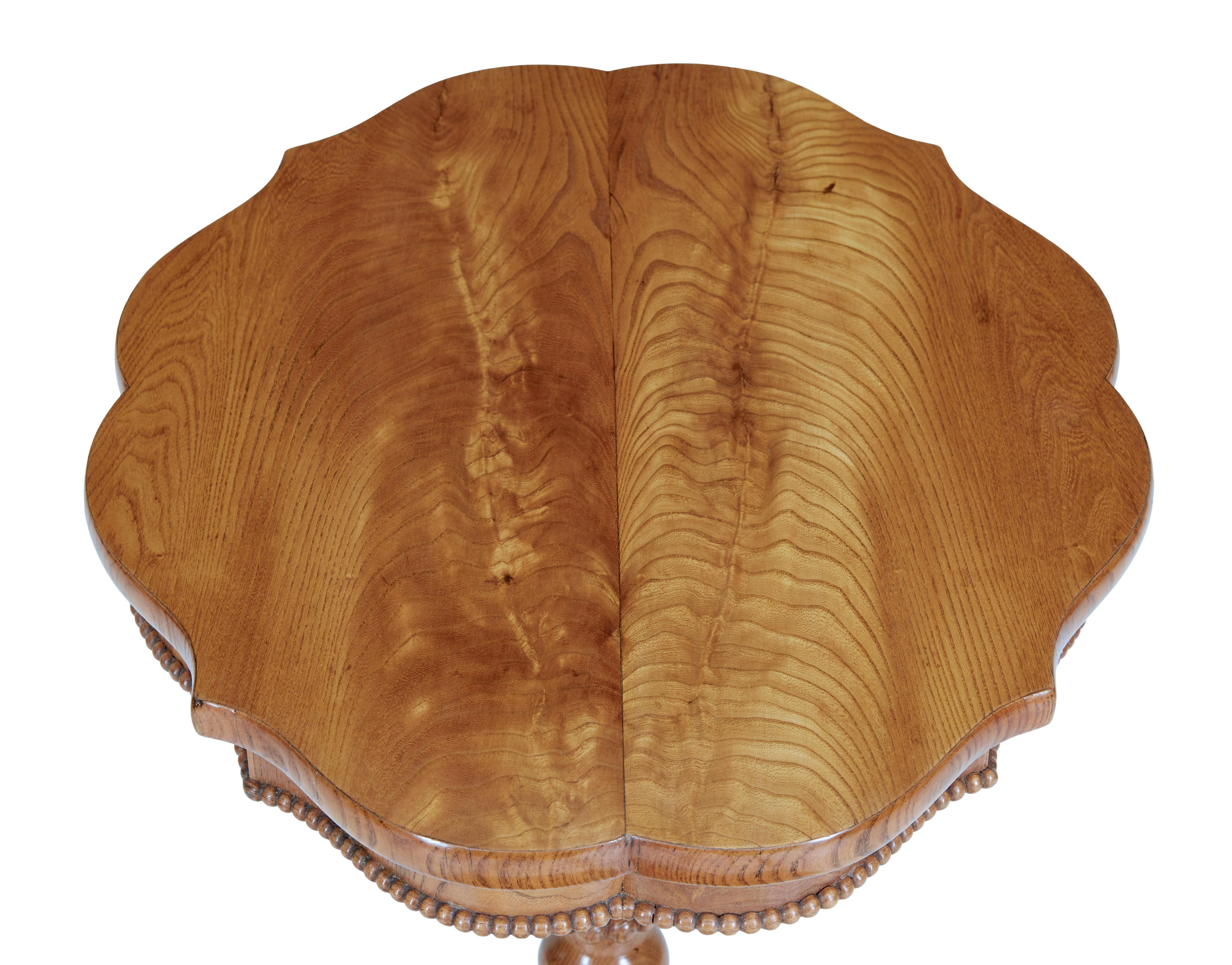 19th Century Swedish Elm Shaped Occasional Table In Good Condition In Debenham, Suffolk