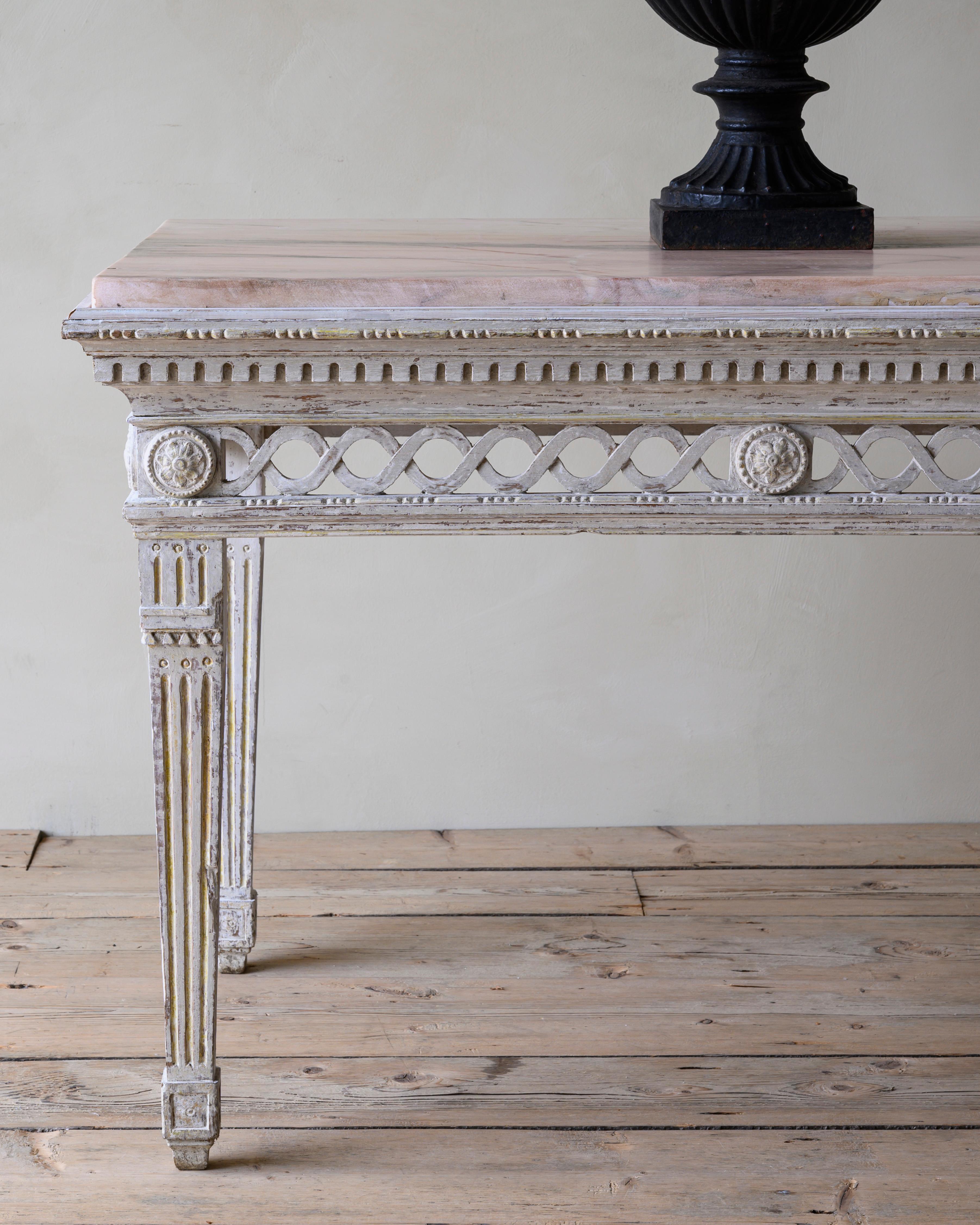 Hand-Crafted 19th Century Swedish Empire Centre Console Table For Sale